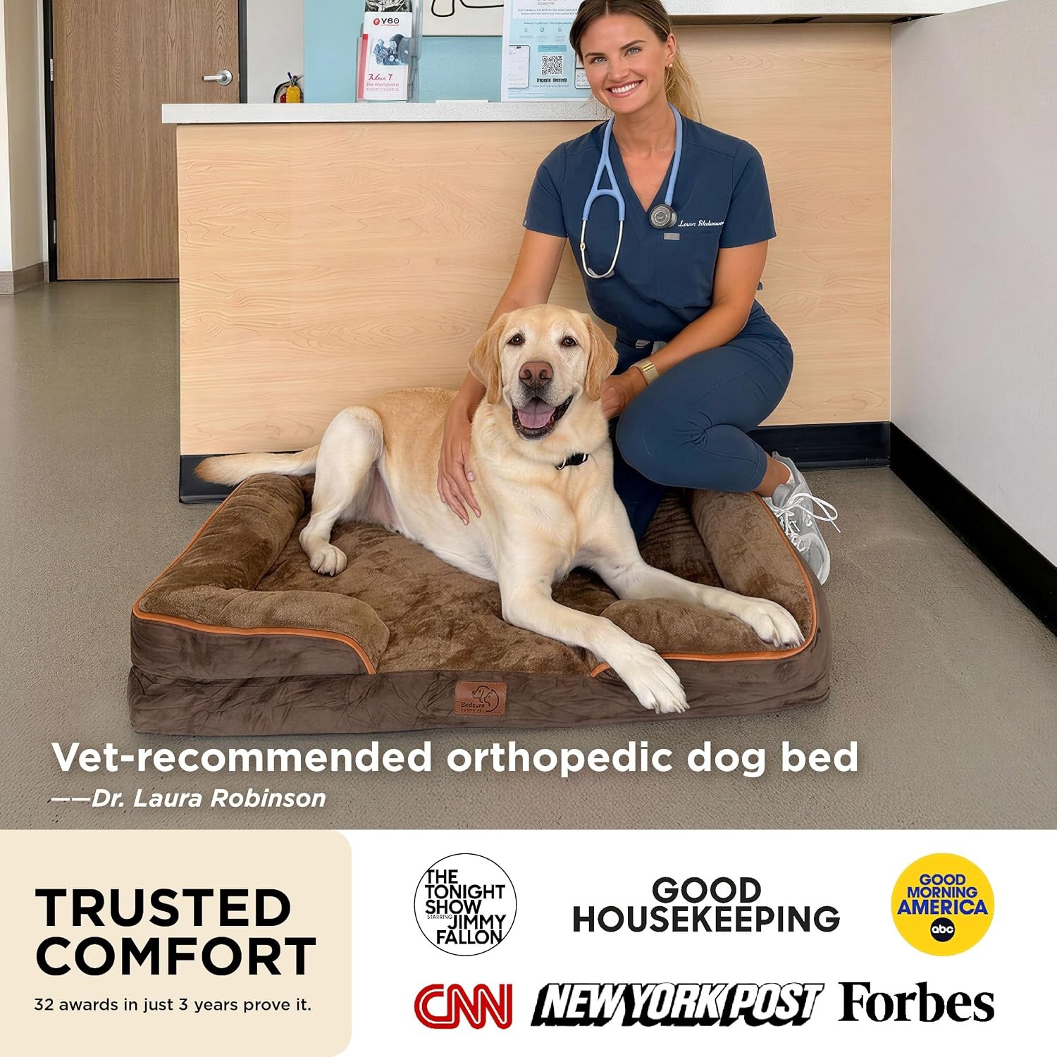 Bedsure Orthopedic Dog Bed Medium Size Dogs – Washable Small Medium Dog Cat Bed