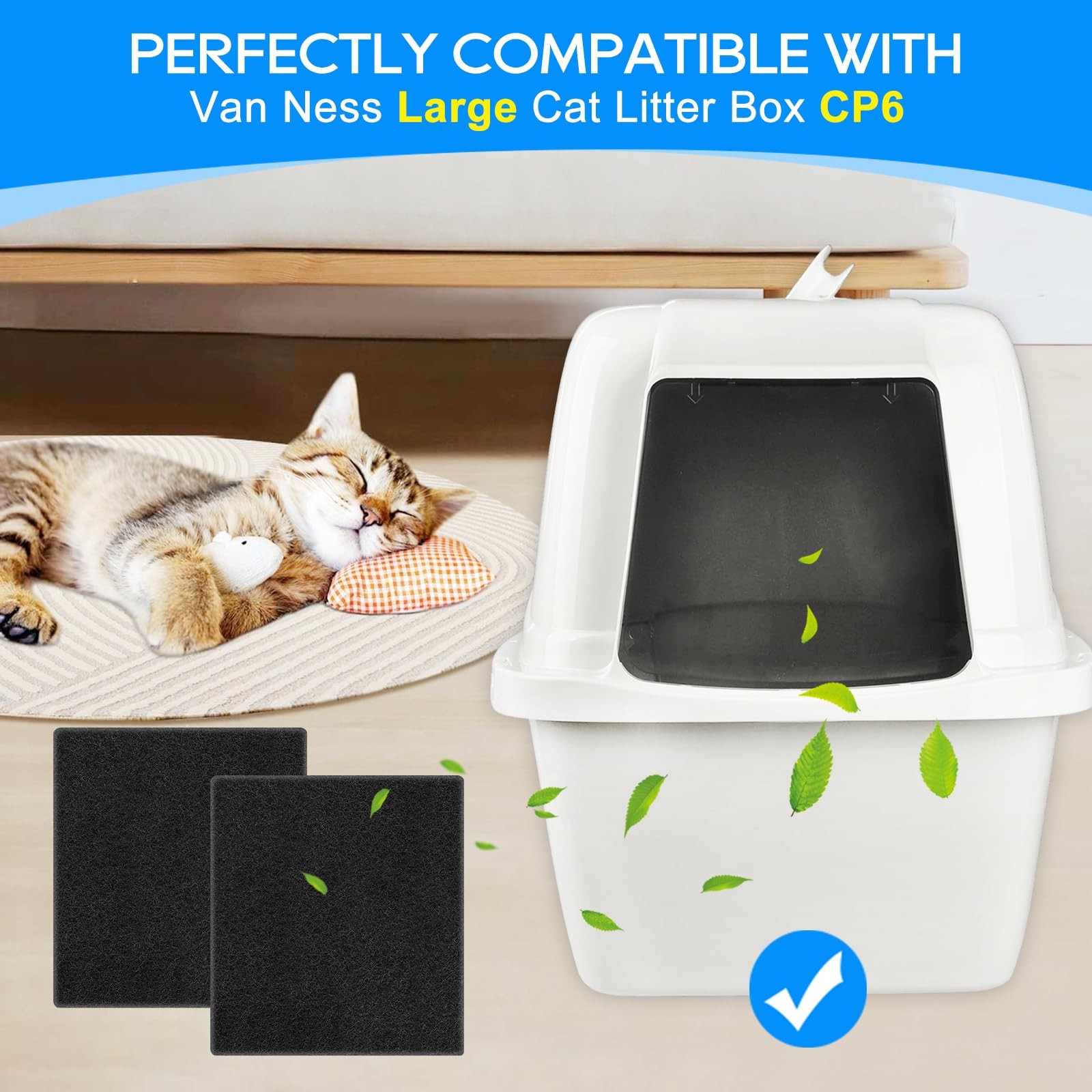 Litter Box Filter Compatible with Van Ness Large Cat Litter Box CP6, Charcoal…