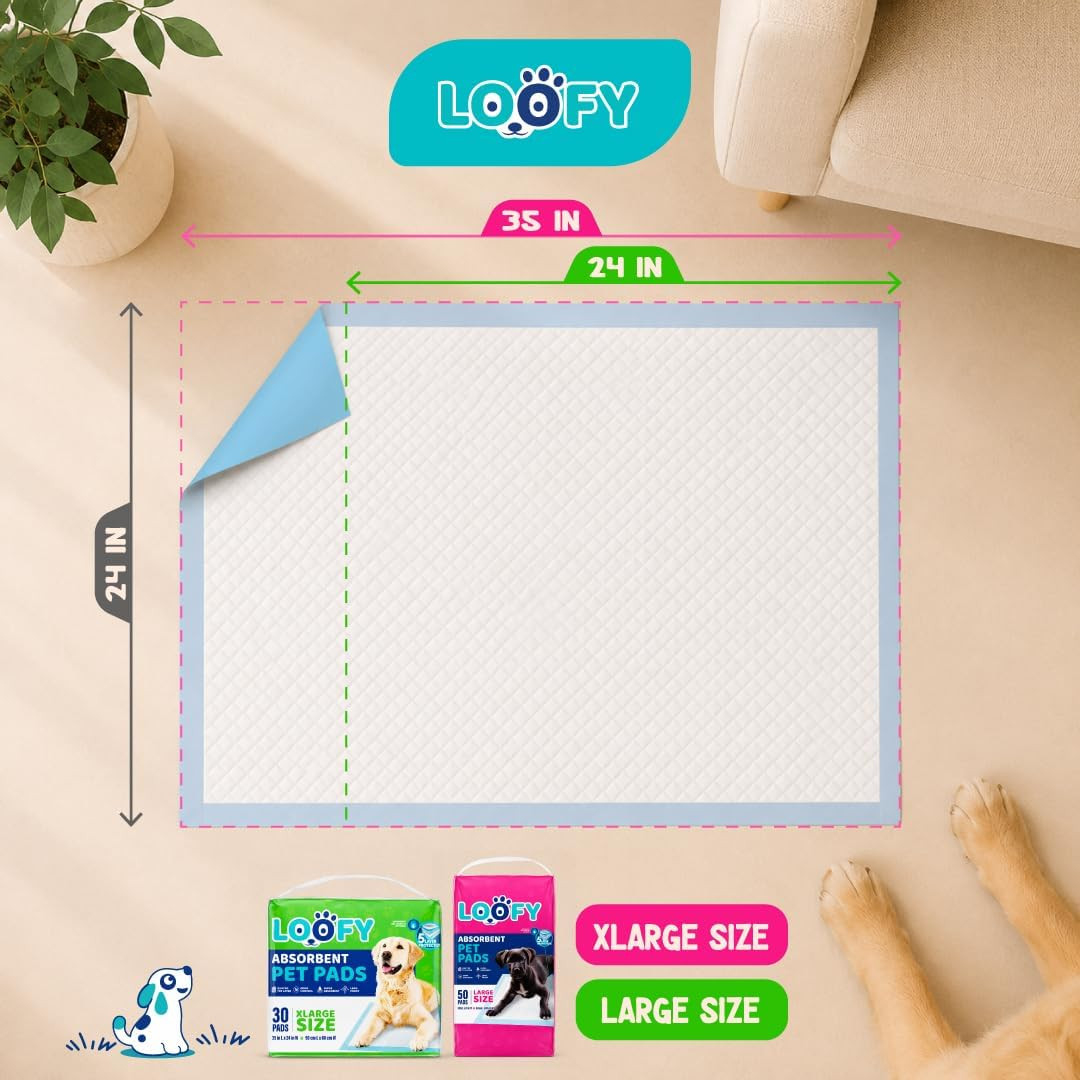Loofy Pee Pads for Dogs, Training Pads for Dogs, Dog Training Pads, X-Large 35X2