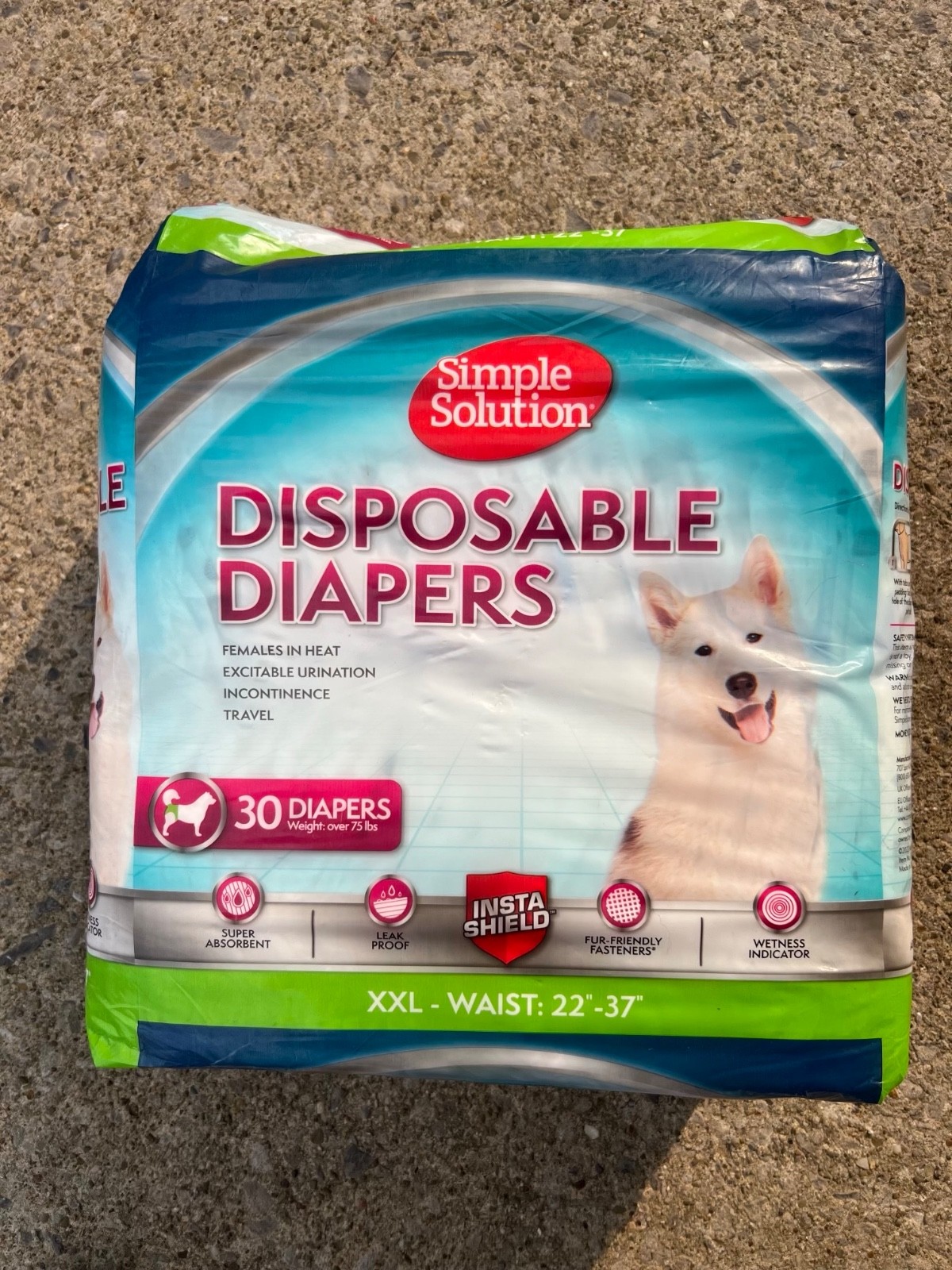 NEW Simple Solution Disposable Diapers Female XXL 22″-37″ Wet-Indicator 30ct