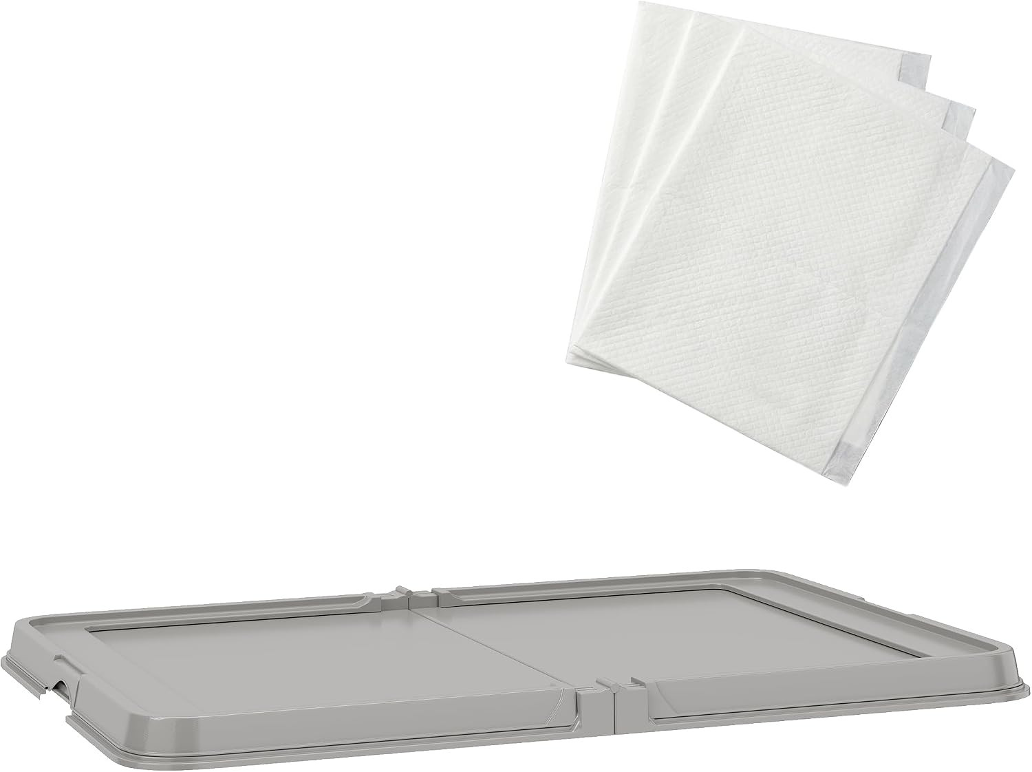 Pee Pad Holder 34″ X 24.5″, Foldable Indoor Potty Tray for Dogs | Includes 3 Pee