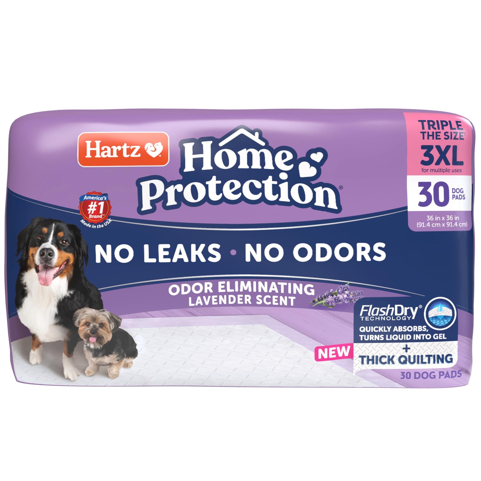 Hartz Home Protection Super Absorbent Odor 3XL 36 x 36 (30 Count), Lavender