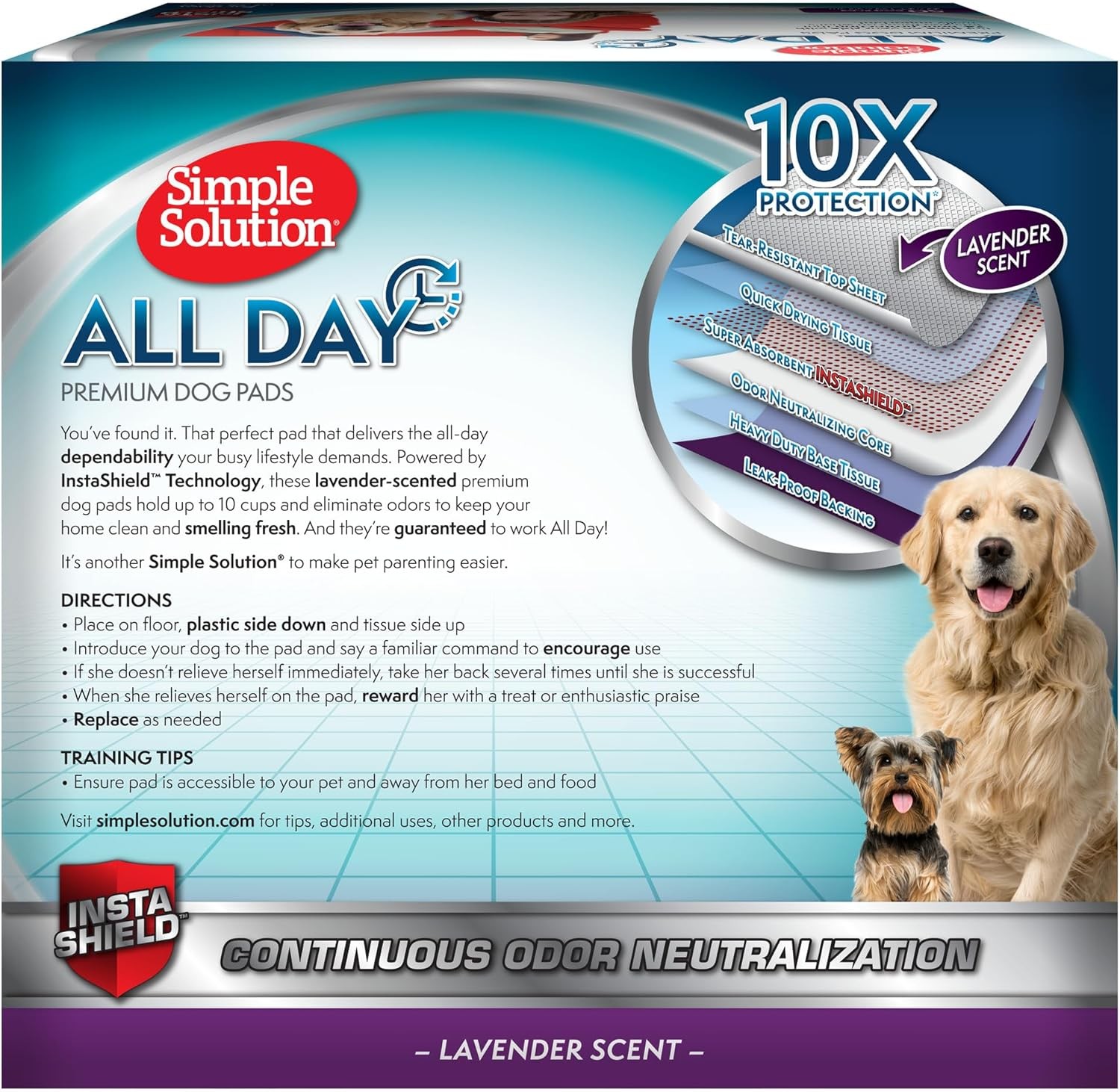 Simple Solution All Day Pee Pads for Dogs, Puppy Potty Training, Leak Proof Dog