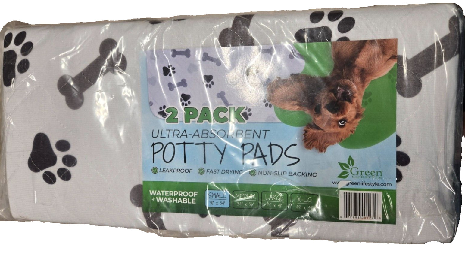Green Lifestyle Printed Reusable Cat & Dog Pee Pads, 30 x 34-in, 2 pack Small