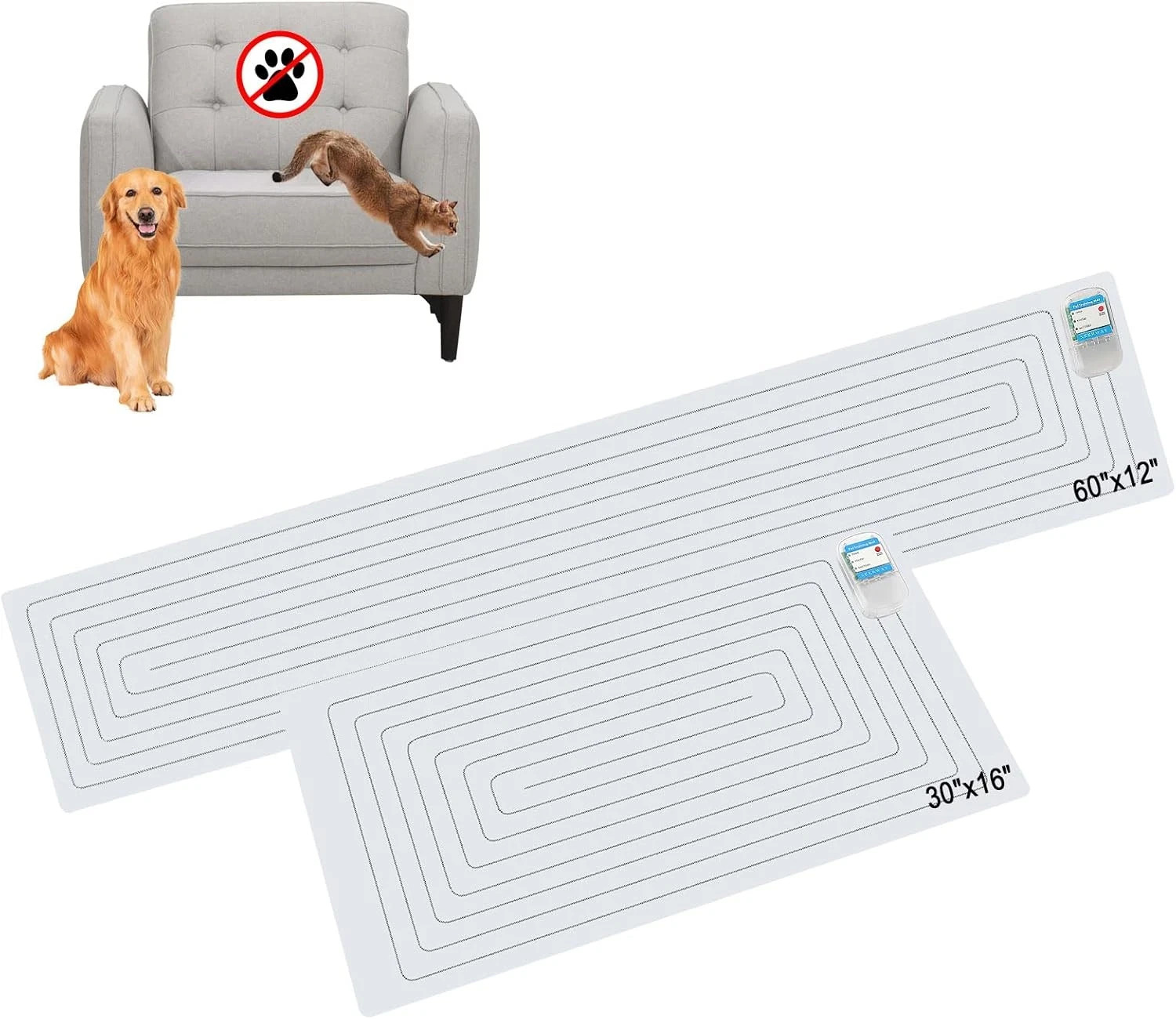 Scat Pet Shock Mat 2 Pieces in Different Size, Shock Pads for Dogs and Cats Trai