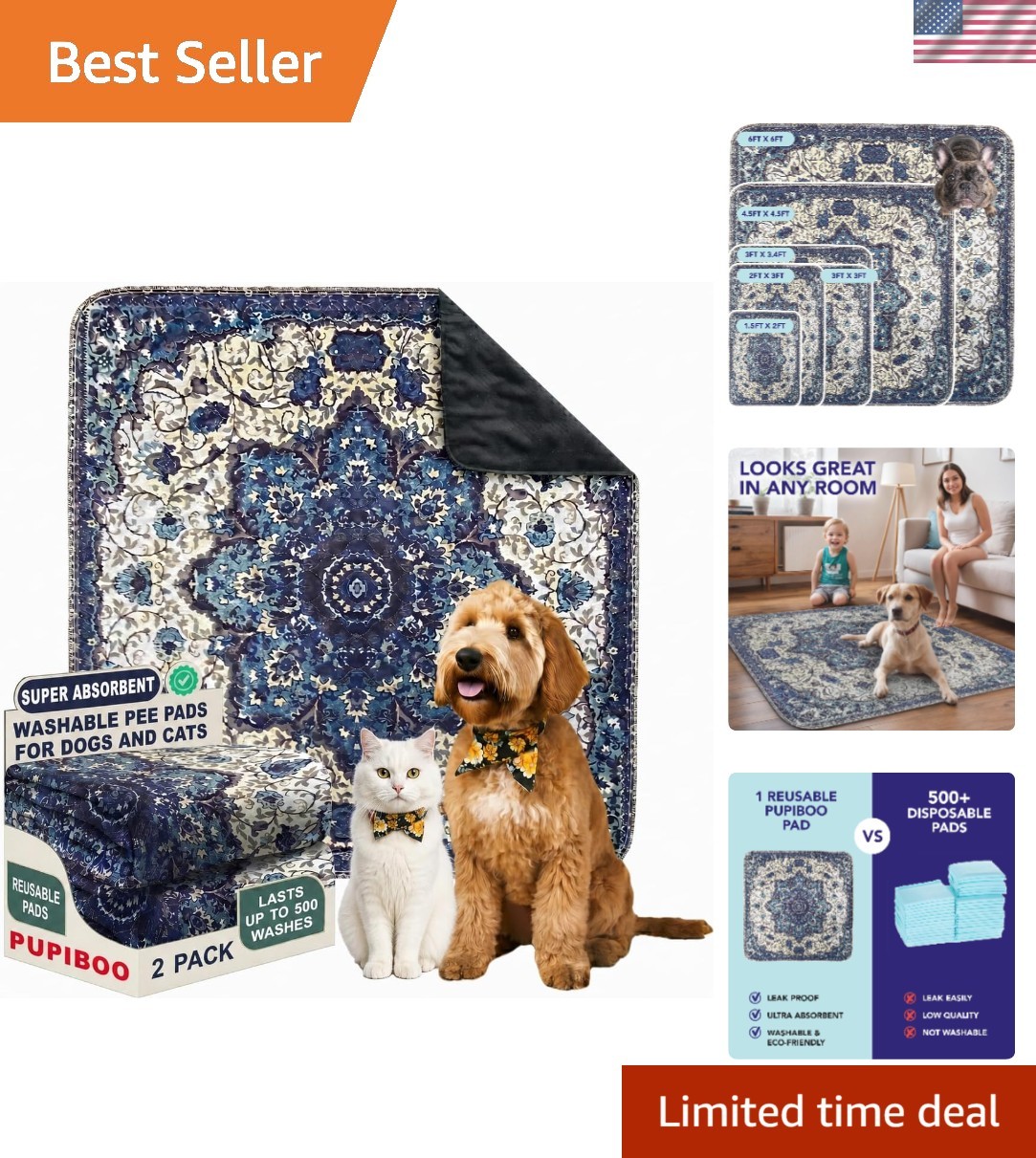 Washable Pee Pads for Dogs and Cats – Super Absorbent Reusable Puppy Training…