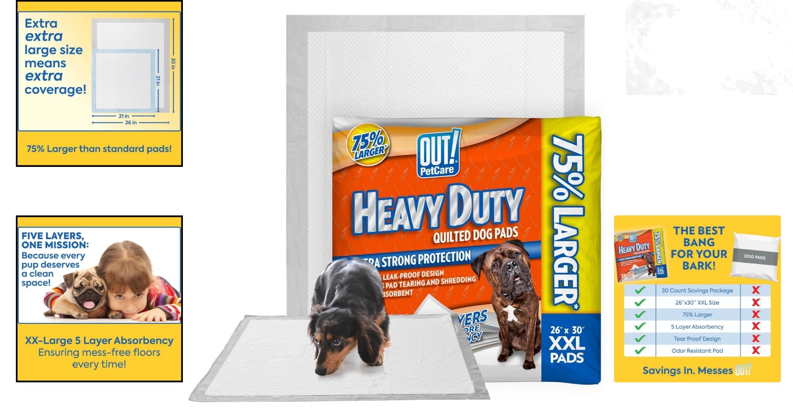 Petcare Puppy Pads XXL Heavy Duty Leak Proof Dog Pee Pads 26×30 30 Count