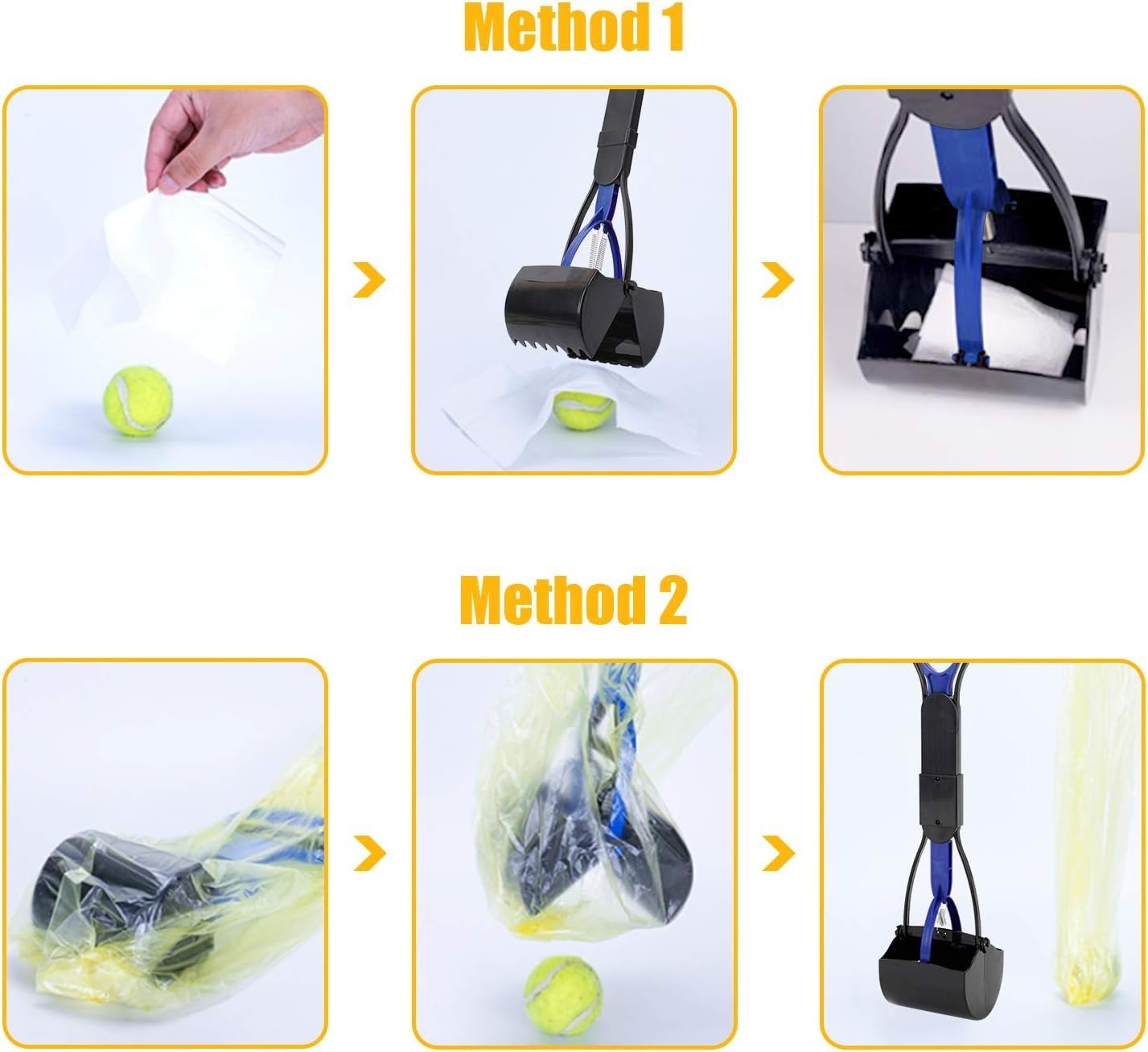 24 Inch Portable Dog Pooper Scooper for Large Small Dogs, Foldable Dog Poop S…