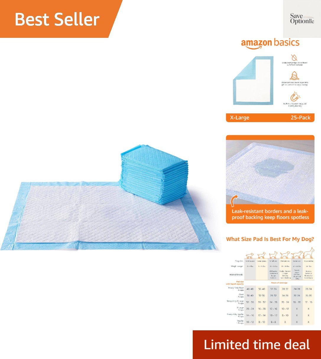 Super Absorbent Dog and Puppy Potty Pads, Leak-Proof 5-Layer Design with Quic…