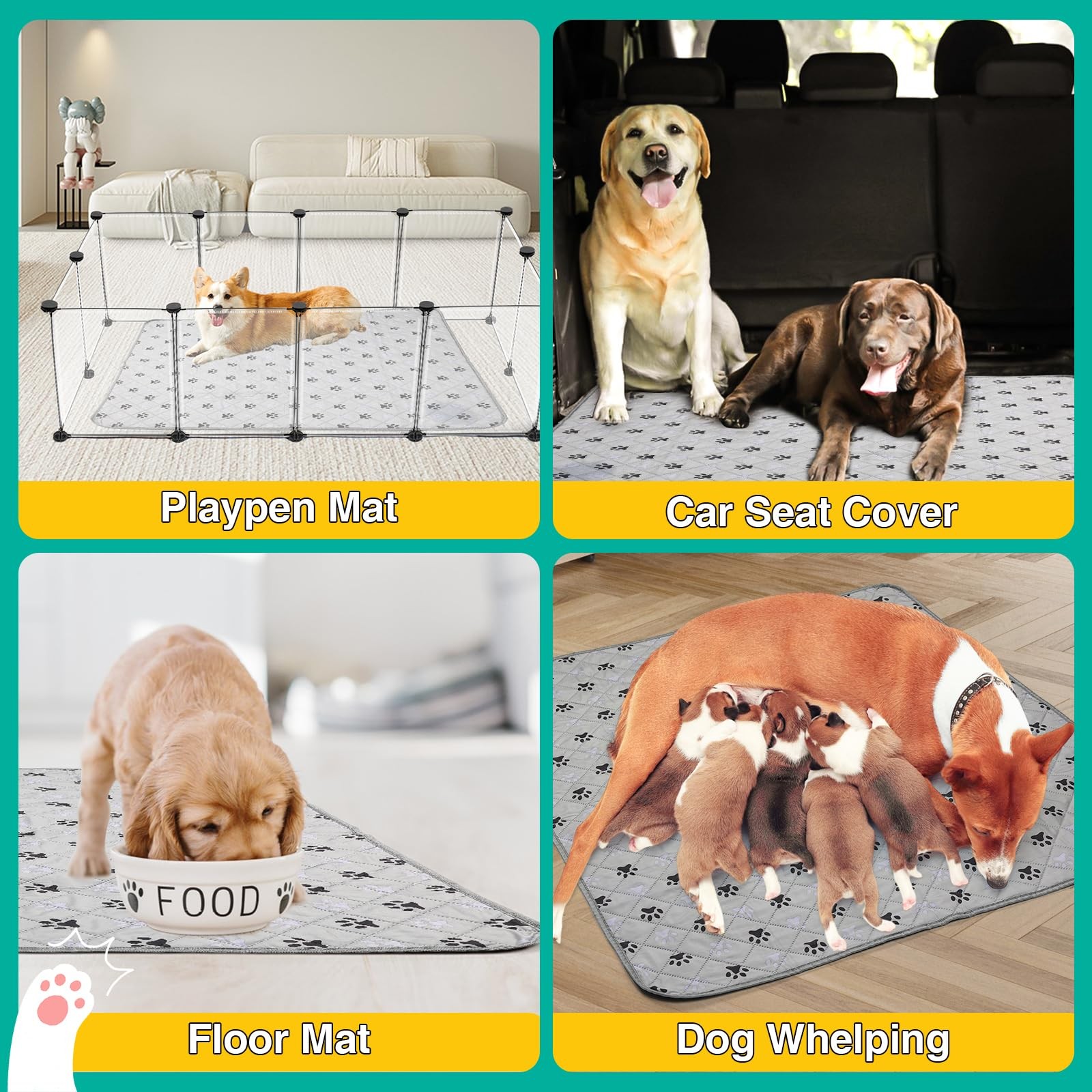 2 Pack Extra Large 72″X72″ Washable Pee Pads for Dogs Super Absorbent Dog Tra…