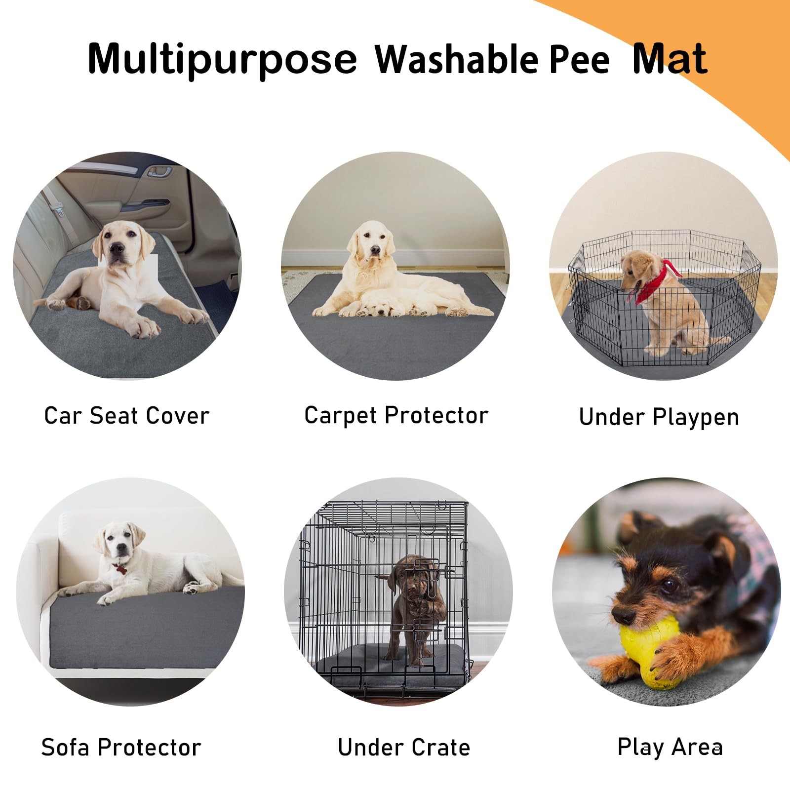 2 Packs Extra Large Reusable Dog Mat for Floor, Non-Slip Washable Pee Pads fo…