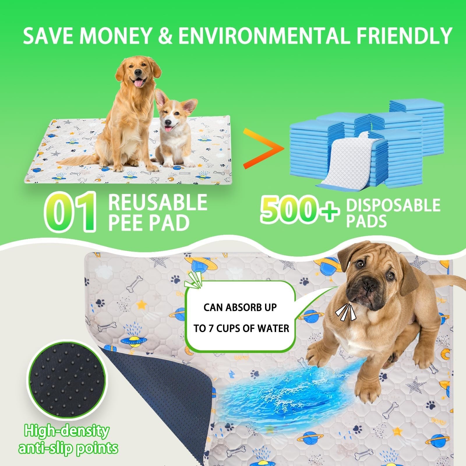 Portable Reusable Dog Loo System – Large 35x23in Turf & Pee Pads for Potty Train