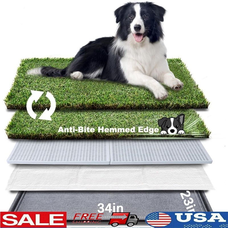 Large Dog Potty Grass Replacement Mats W/ Drainage Grate & Quick Absorbency New
