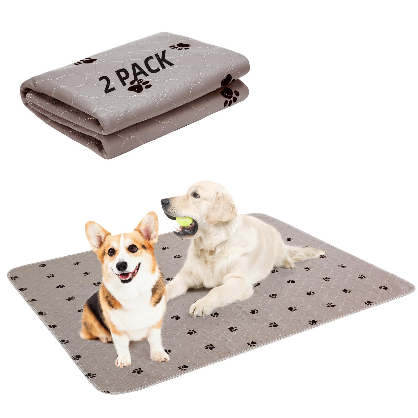 PUPTECK Washable Dog Training Pads 2 Pack Brown 36×41 in