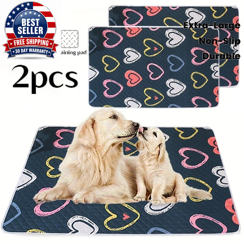 2Pcs Dog Bed Dog Training Pads Washable Reusable Odor Resistant Durable Easyto C