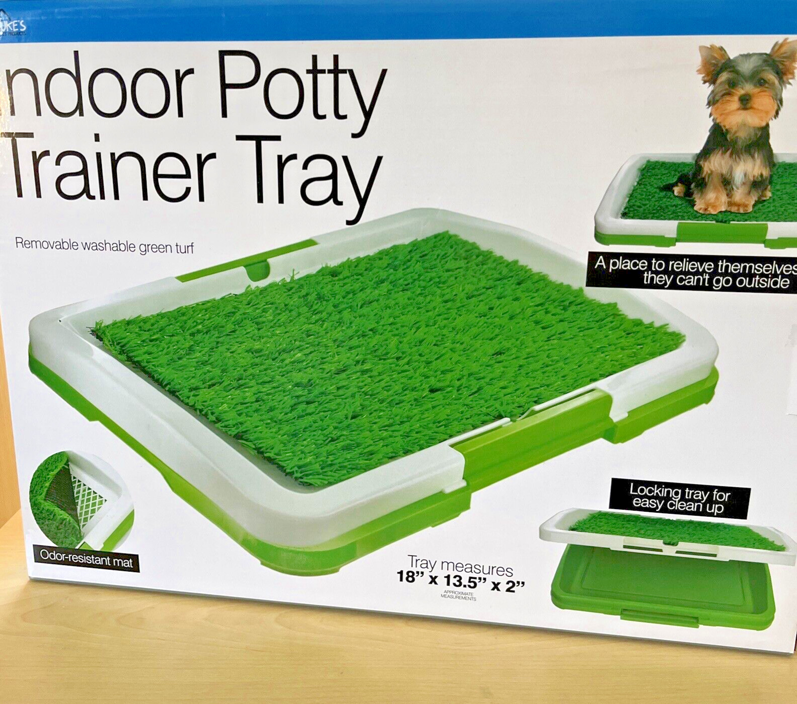 Puppy Indoor Potty Training Tray Dukes Pet 18 x 13.5 x 2 in Removable Green Turf
