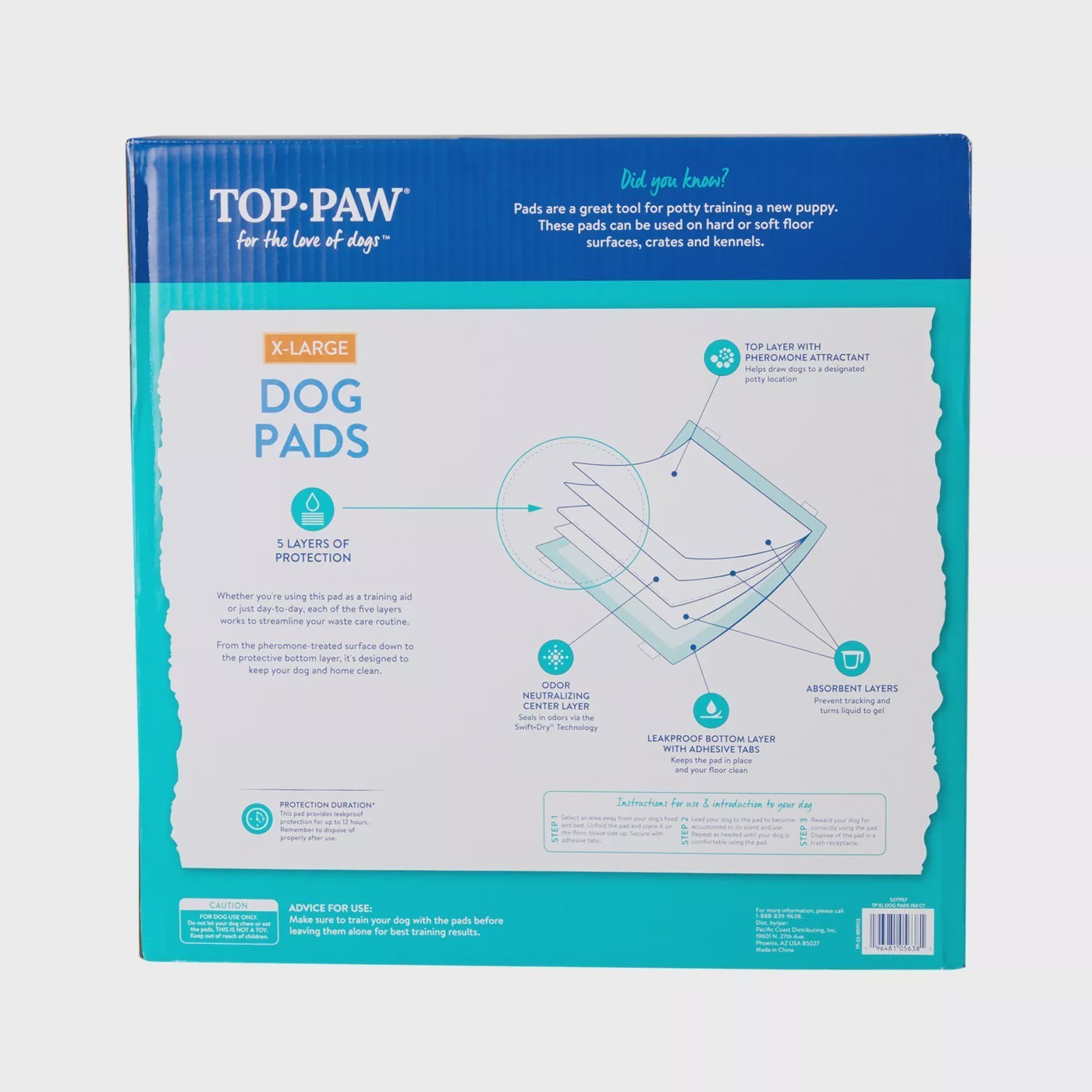 Top Paw X-Large Premium Dog & Puppy Pee Pads 28″x34″ Unscented 150 Count Pack