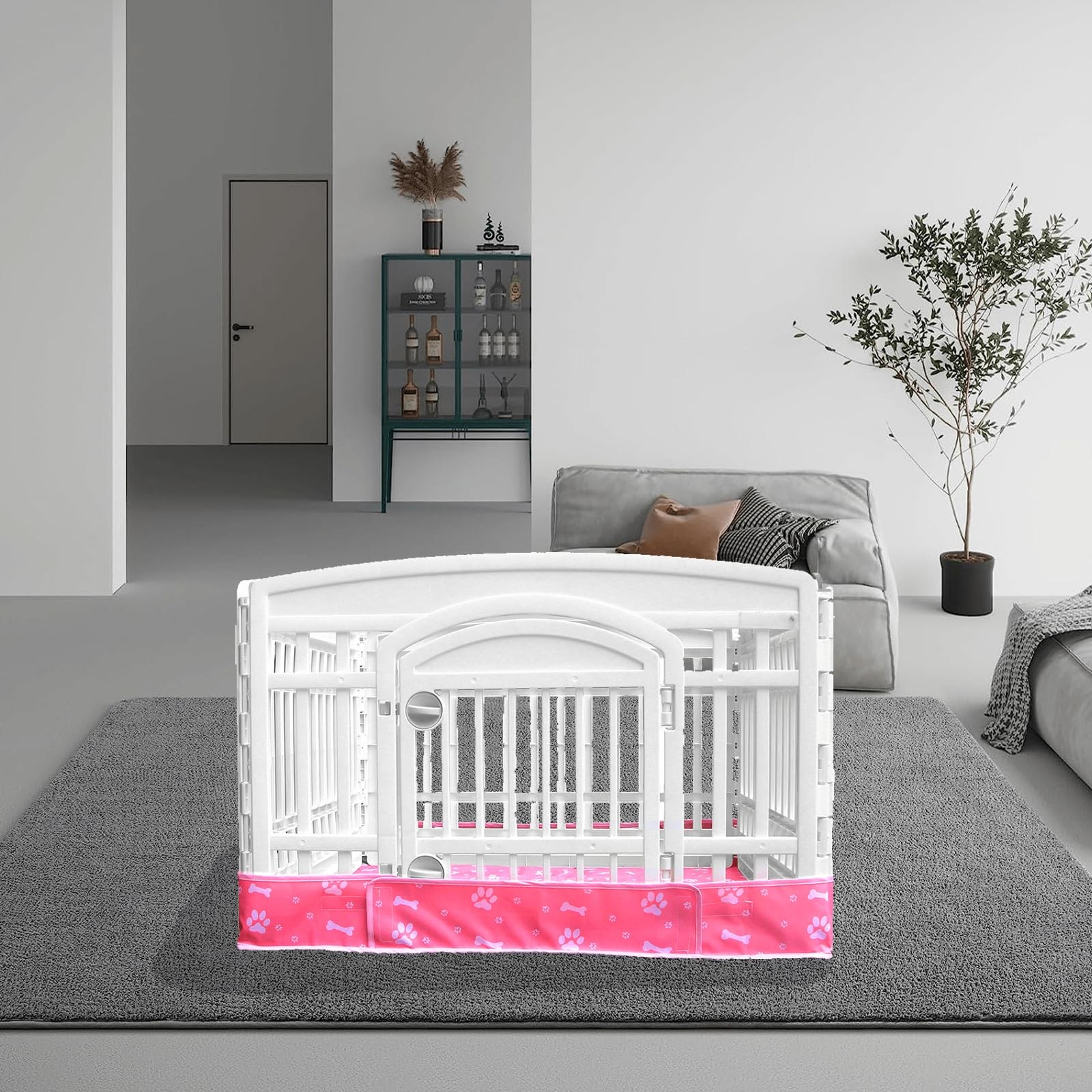 Dog Playpen Bottom Pad Fits for 36 Inch 4 Panels Exercise Pet Playpen, Pink