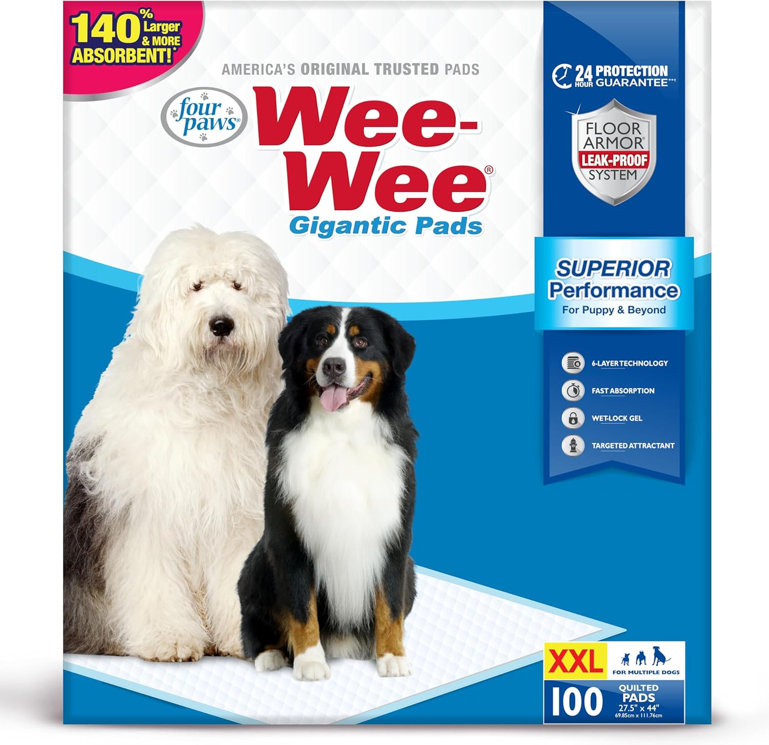 Wee-Wee Dog and Puppy Pee Pads – Sizes L, XL, Standard, and Little