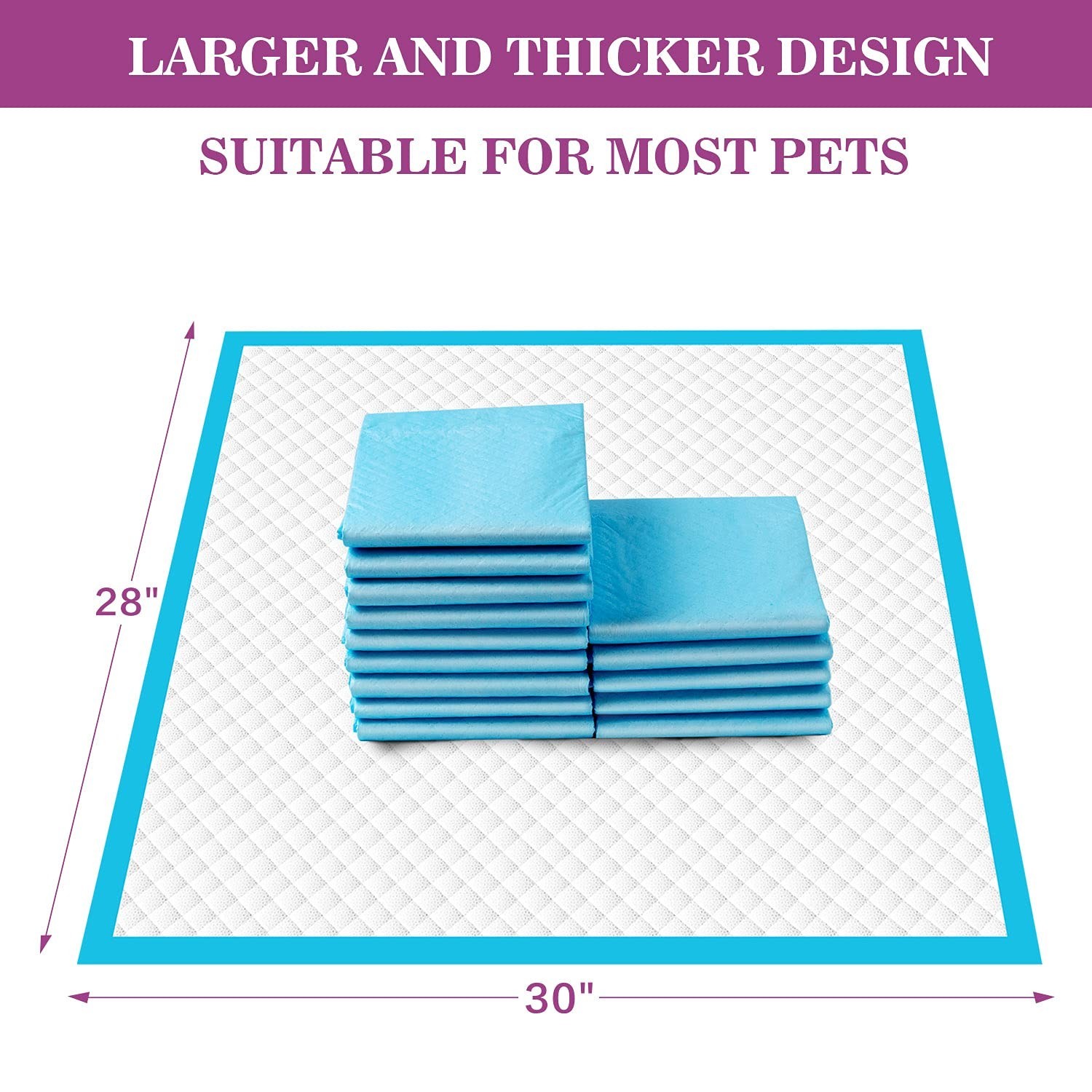 IMMCUTE Large Dog Pee Pads 28″x30″ – 50 Count Super Absorbent Leak-Proof