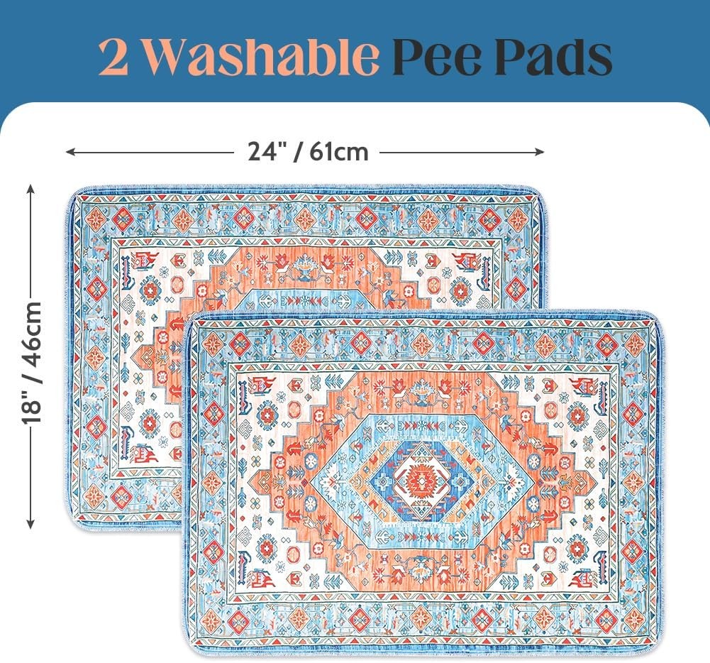 2-Pack 24×18 Washable Pee Pads for Dogs – Reusable Non-Slip Puppy Training Pads