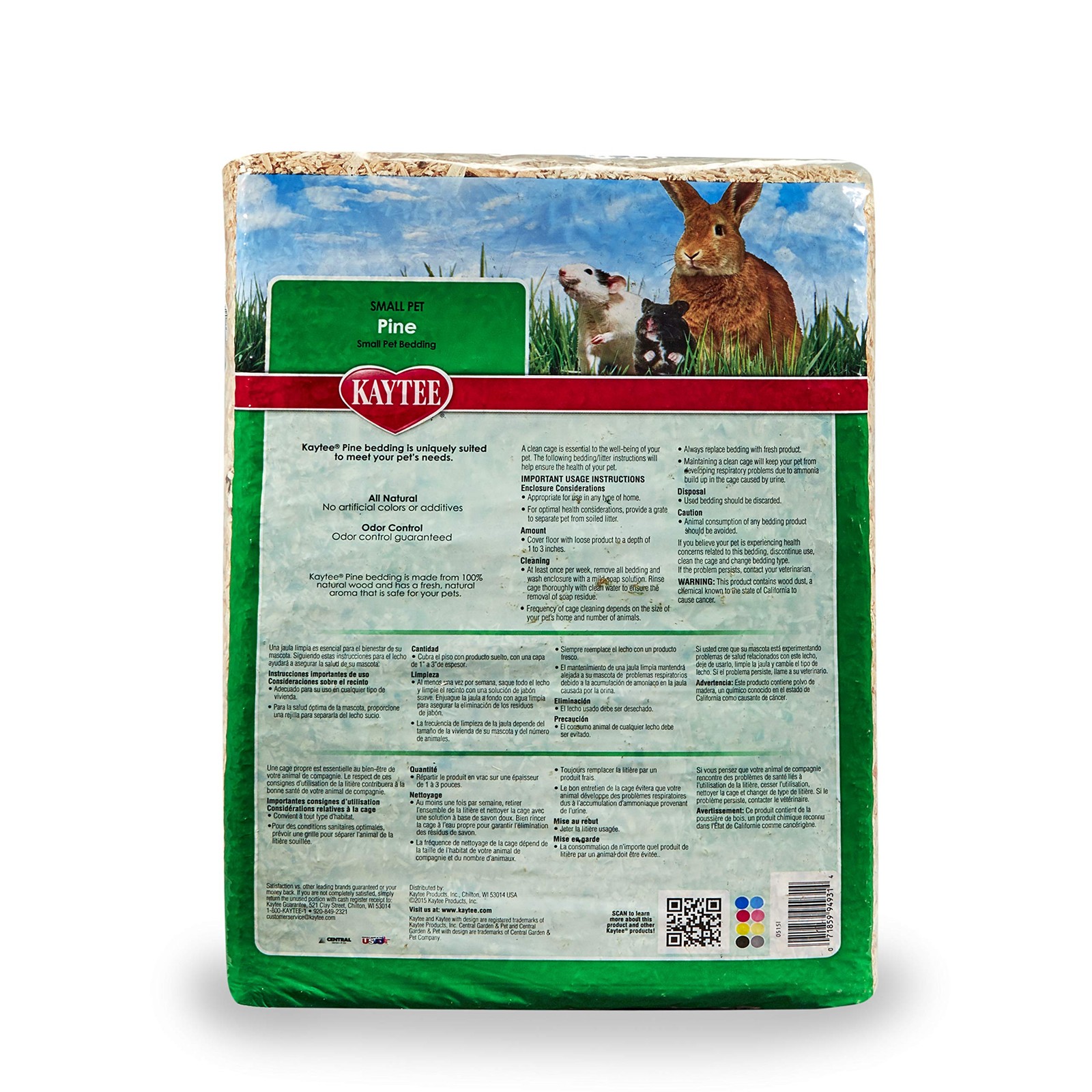 Kaytee Small Animal Pine Bedding For Pet Guinea Pigs, 52.4 Liter, Tan