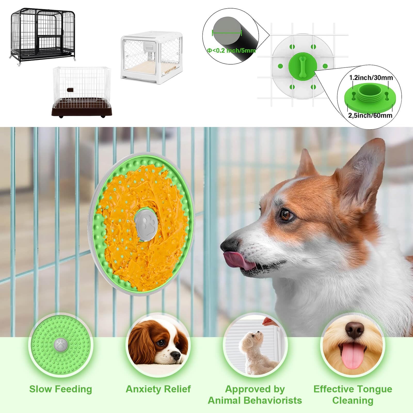 Lalolee Lick Mat for Dogs Crate, Dog Pads Slow Feeder, 1 pcs, Green