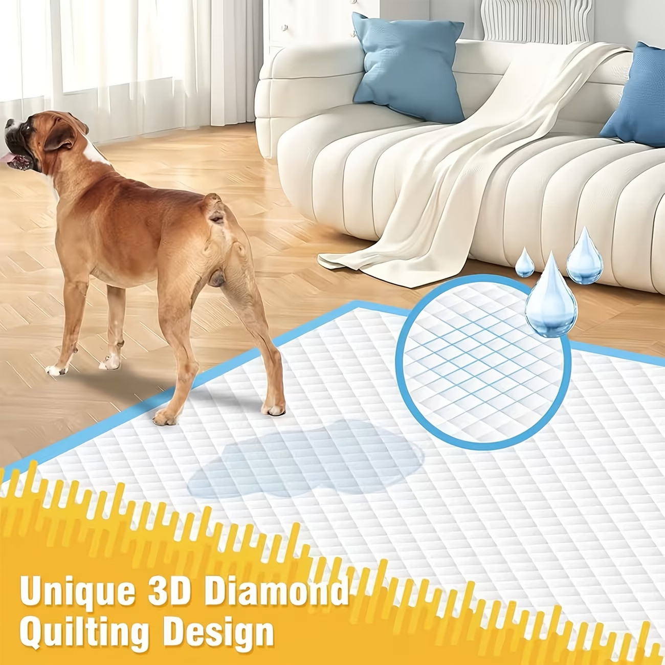 100pcs XL23.6×23.6Thickened Super Absorbent Leak-proof 6-layer Puppy Diaper Pad