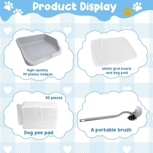 XL Dog Litter Box & Pee Pad Holder, Puppy Potty Training Tray for Small/Medium D