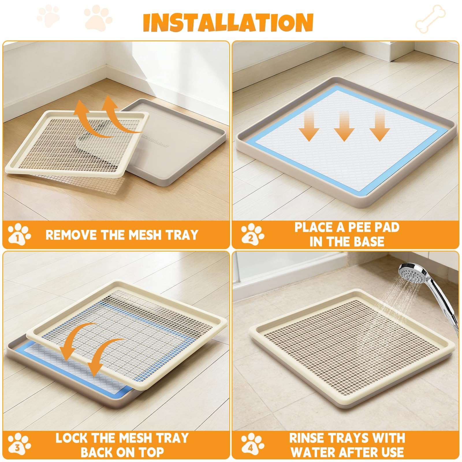 Dog Pee Pad Holder for Small and Medium Dogs, -Layer Mesh Dog Potty Tray, Ind…
