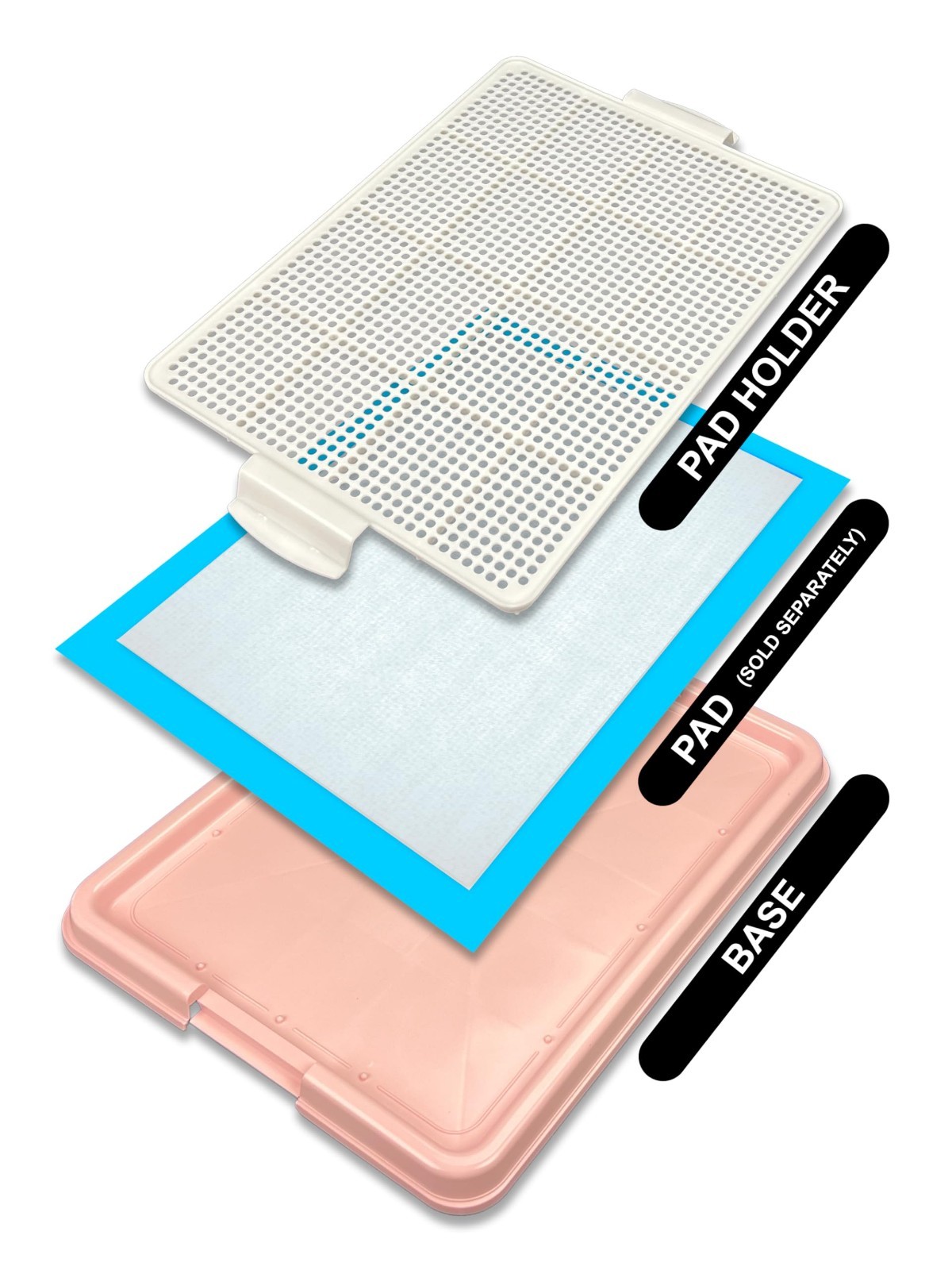Puppy Potty Training Pad Holder Tray, Snap Lock, 22.5″x16.5″, PP Plastic, 4 Colo