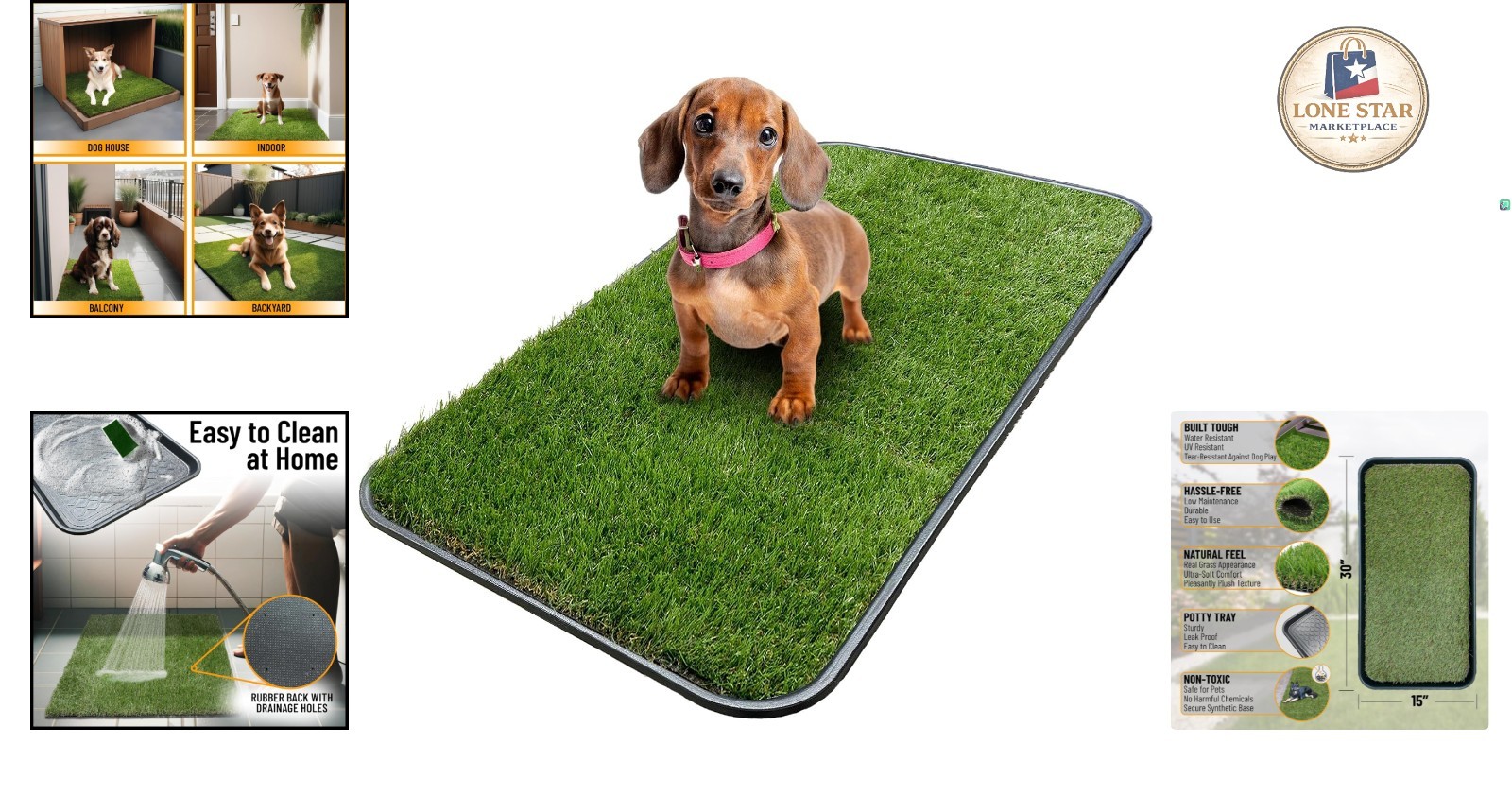 Reusable 15″ x 30″ Pet Potty Training Pad with Fade and Stain Resistant Tray