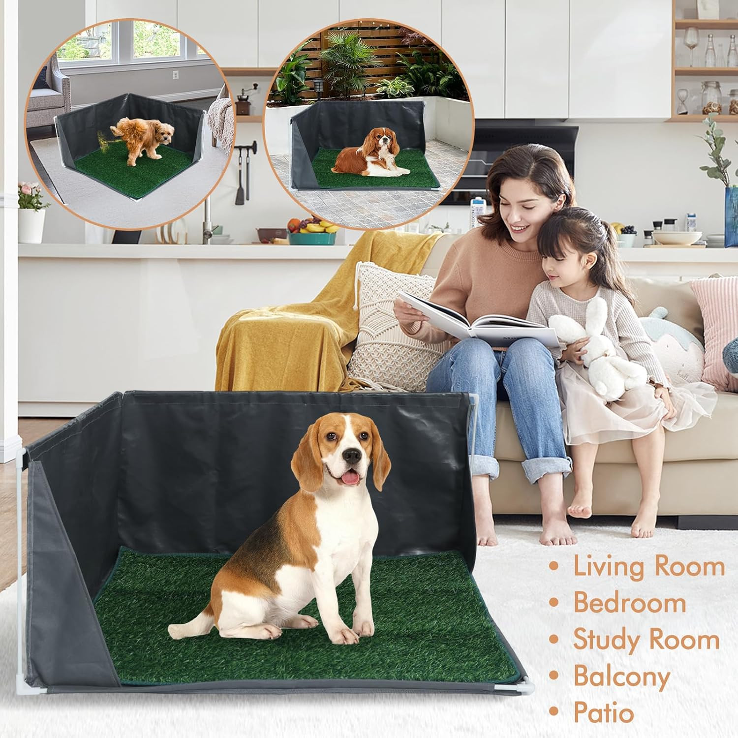 Dog Pee Pad Holder with High Walls, Portable Dog Litter Box for inside Potty, Sp