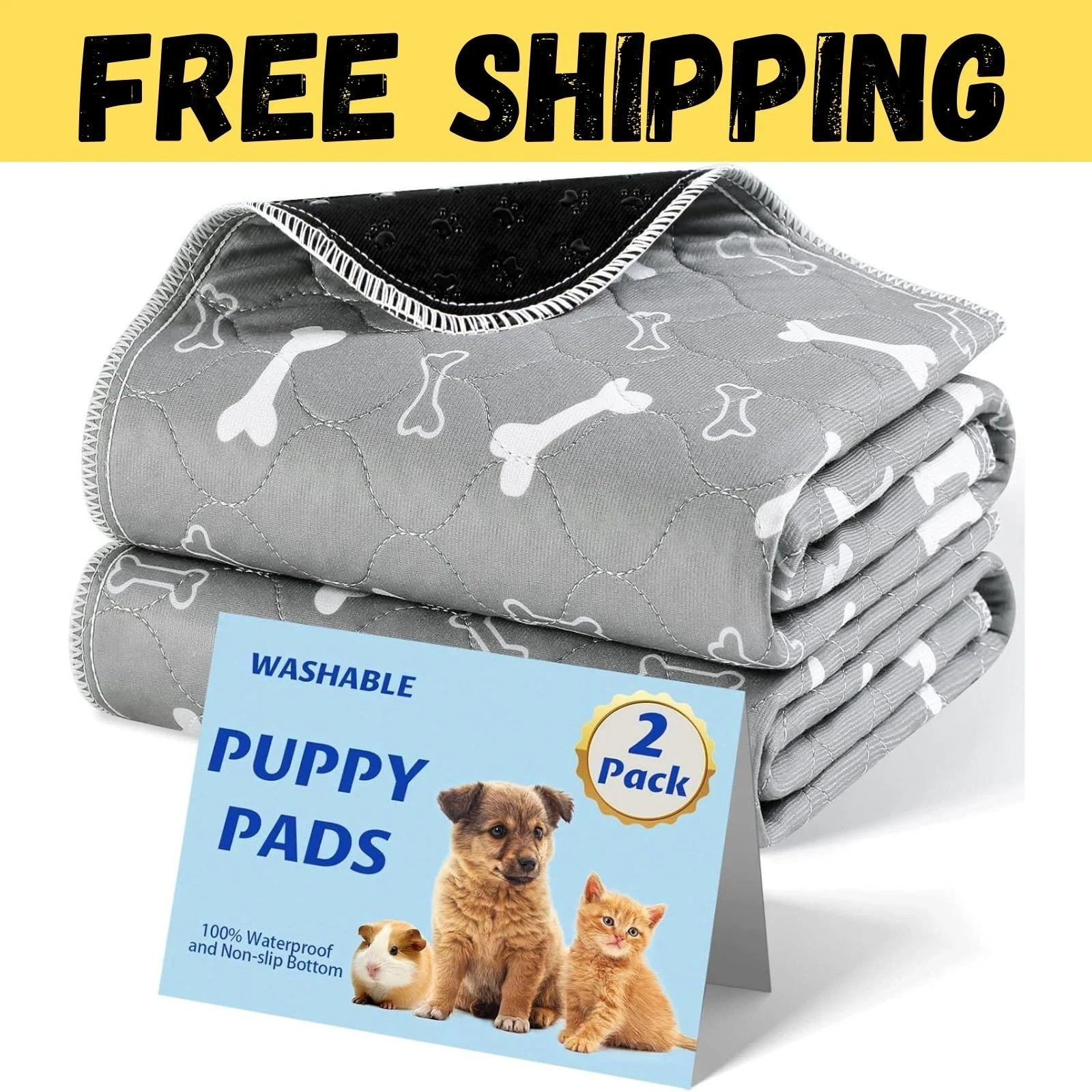 Washable Pee Pads for Dogs, 2Pack Reusable Puppy Pads, Fast Absorbent Dog Pee Pa