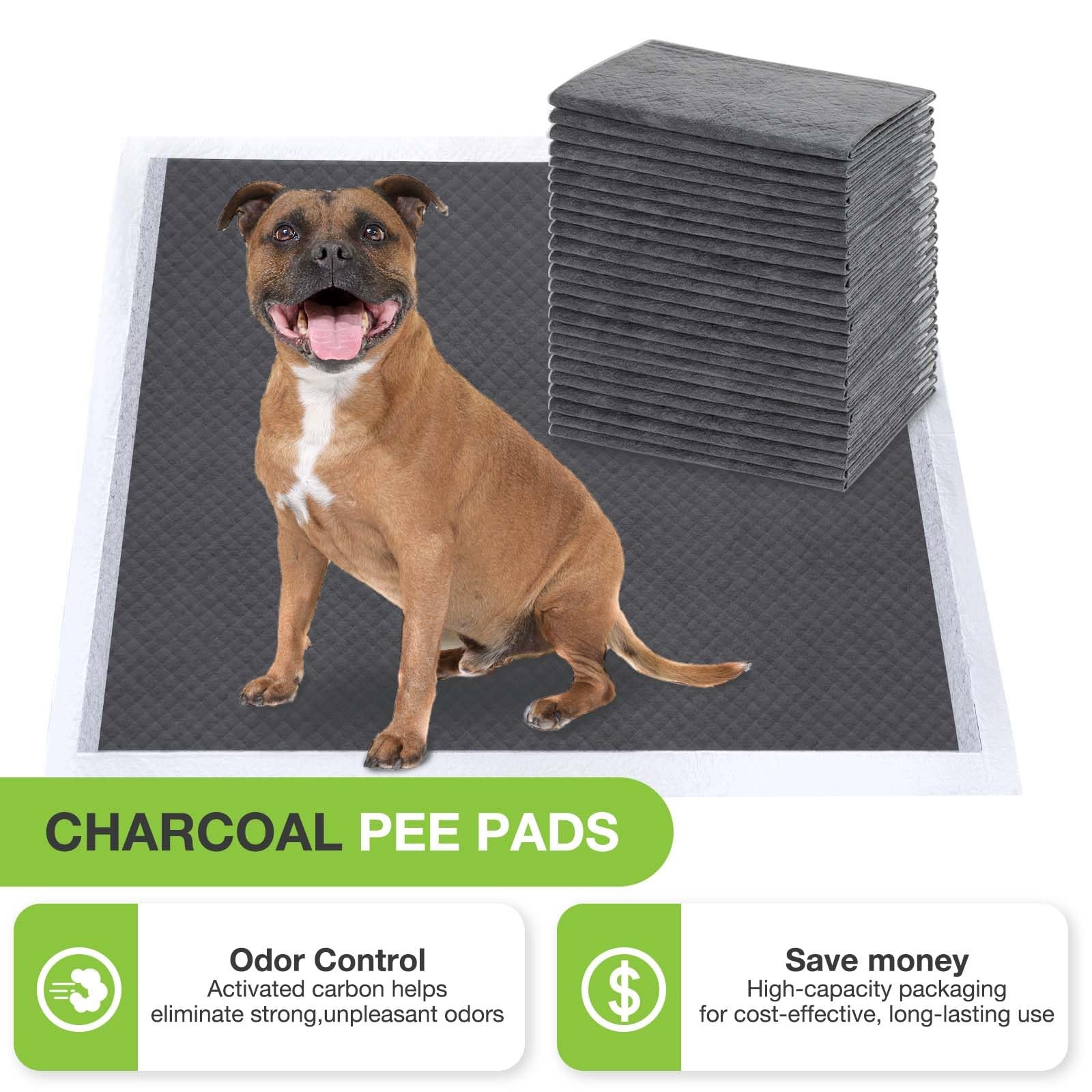 Disposable Dog Pee Pads, 24 x 36 Odor-Control Bamboo Charcoal Fiber Puppy Pads,