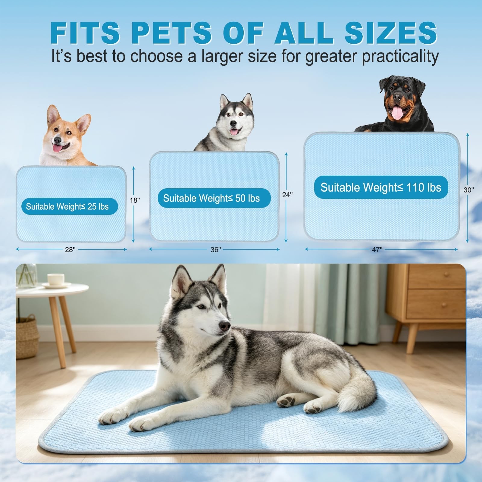 GOLOPET Large Dog Cooling Mat Ice Crystal Heat Dissipation,36x24in | Ice Crys…