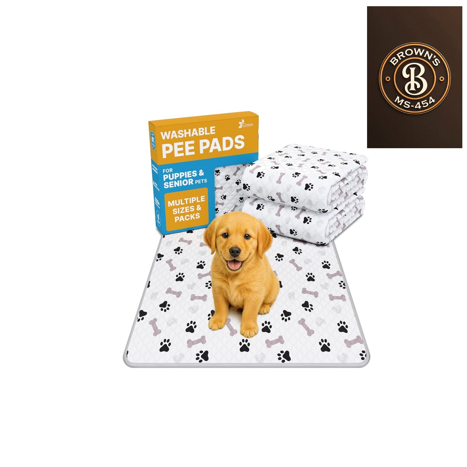 Washable Dog Pee Pads – Waterproof, Anti-Slip for Easy Training (48×48)