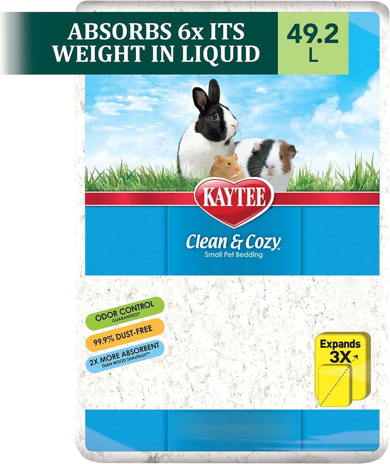 Kaytee Clean & Cozy White Bedding Pet For Guinea Pigs, 49.2 Liters,