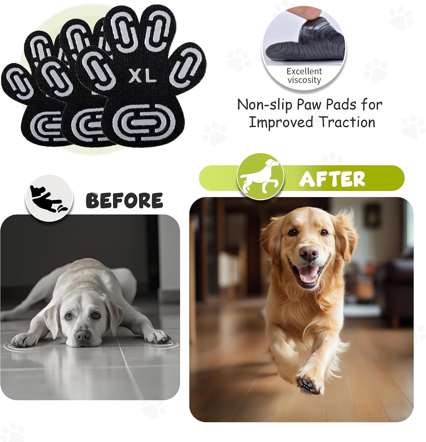 Dog Paw Grip Pads for Seniors – 5 Sets of Lightweight Holders for Stability