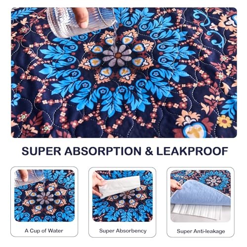 2pk Washable Pee Pads 18″x24″ Reusable Dog Training Mats Leakproof Blue Medallio