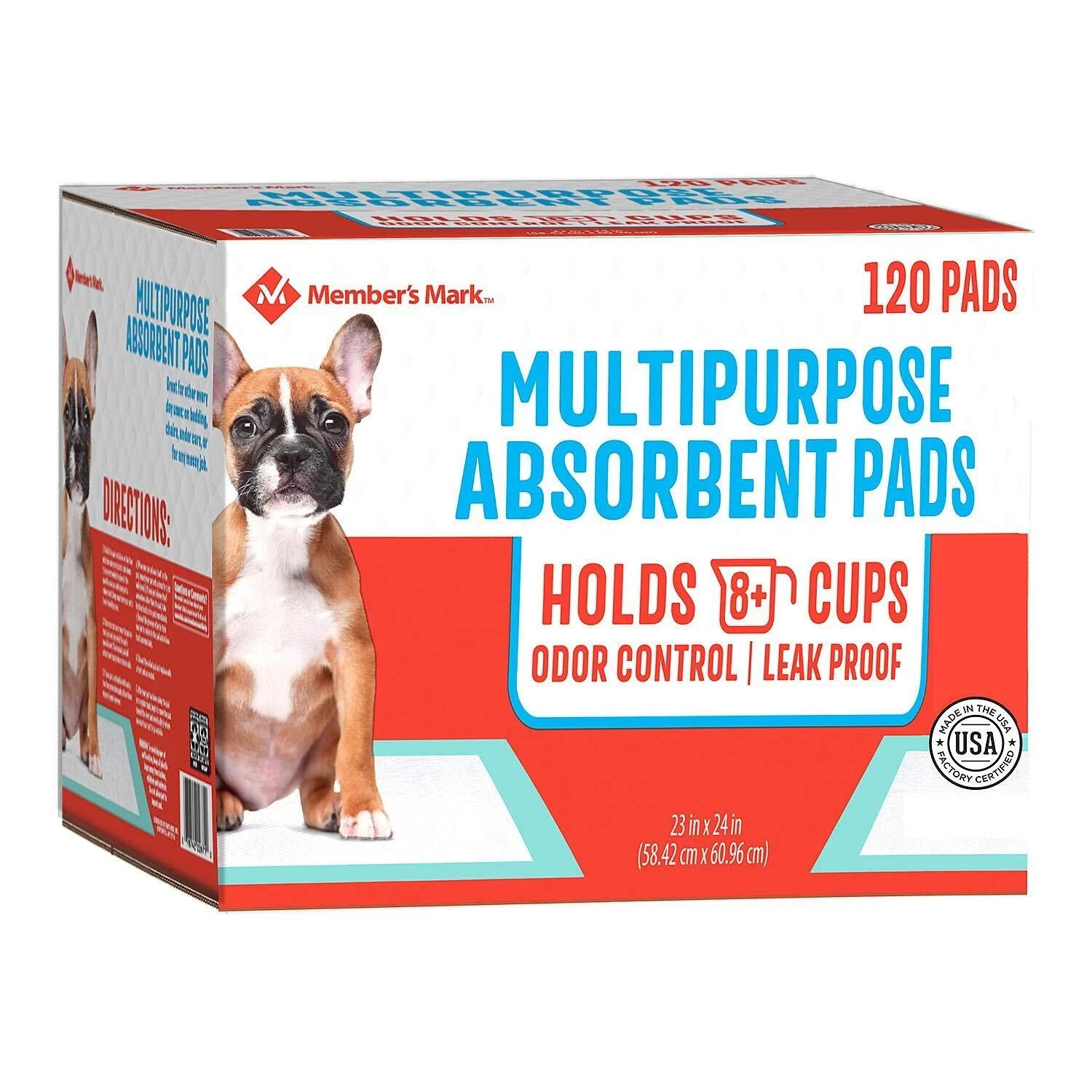 Member’s Mark Puppy Training Pads 120 Count Absorbent Leak Proof Dog Pads