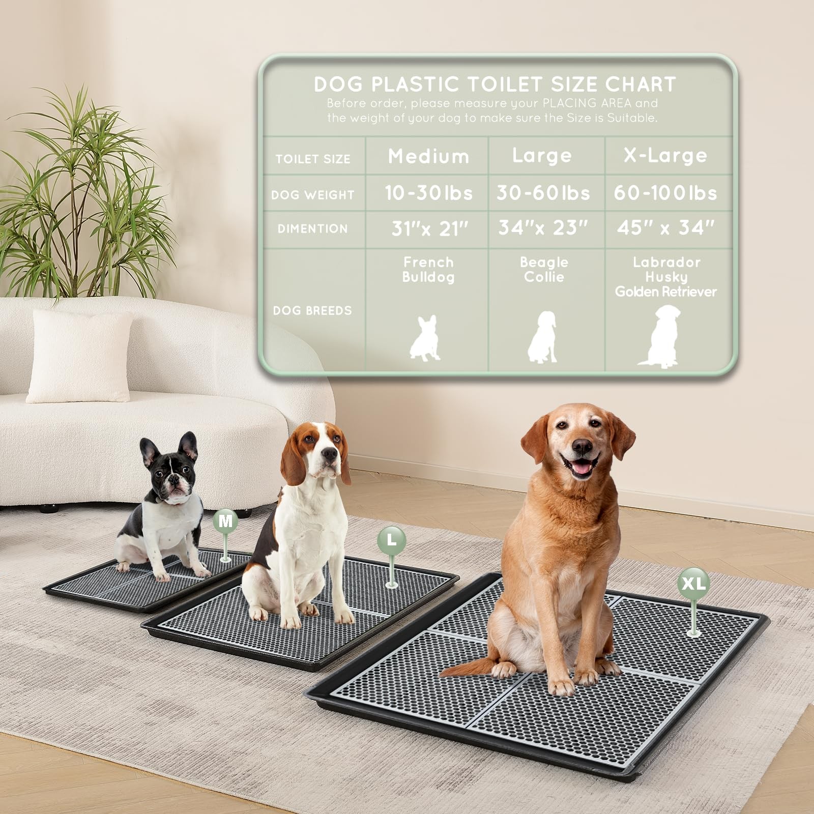 HQ4us Dog Pee Pad Holder Tray with Grate 34”×23”, Large Dog Litter Box Toilet…