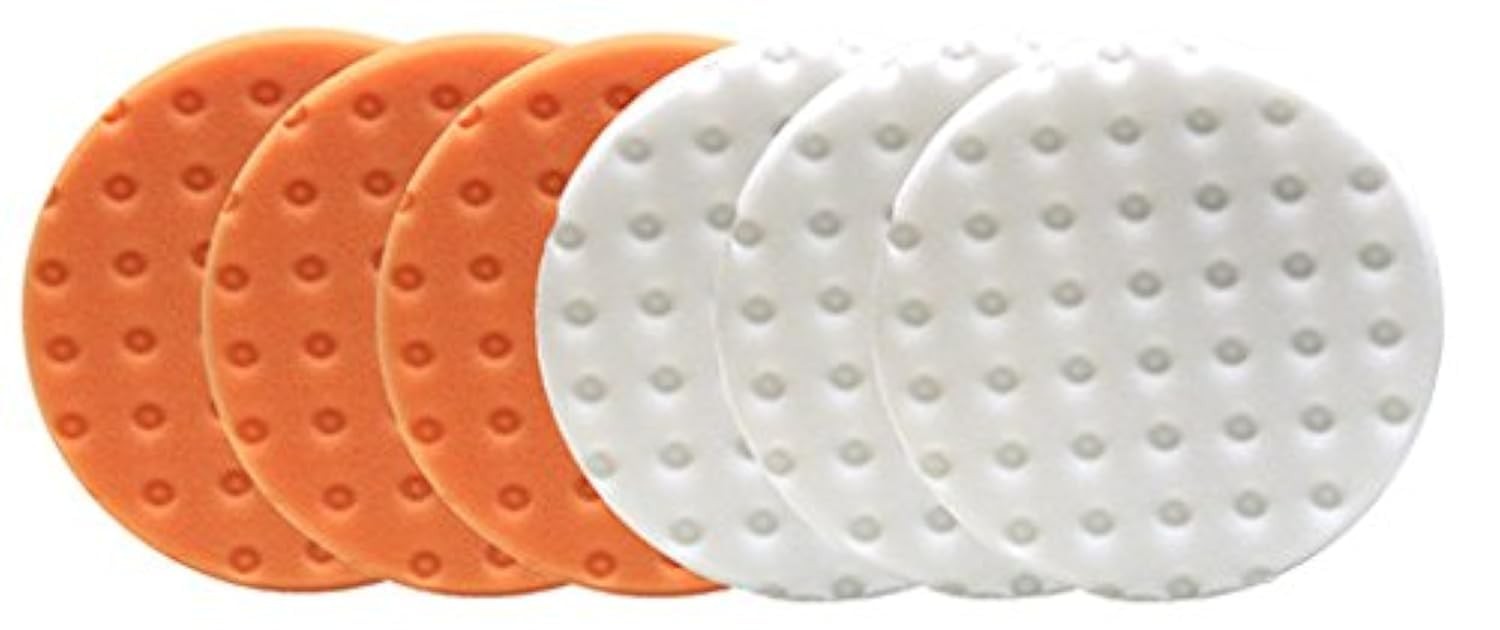 Smart Foam Pads Dual Action 5.5 inch Cut and Polish Combo (3-White, 3-Orange,…