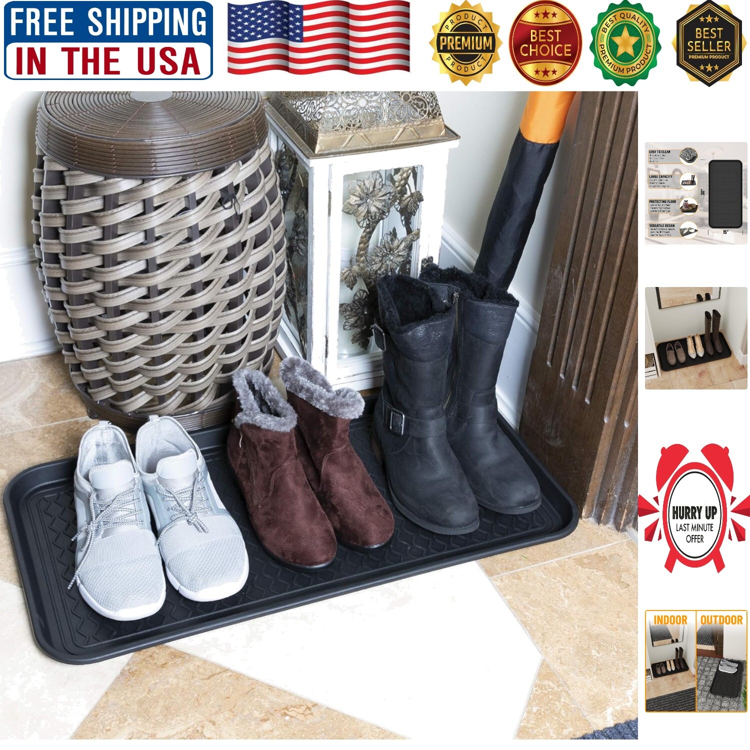 15″ x 30″ Non-Slip Pet Boot Tray – Perfect for Muddy Shoes and Messy Floors