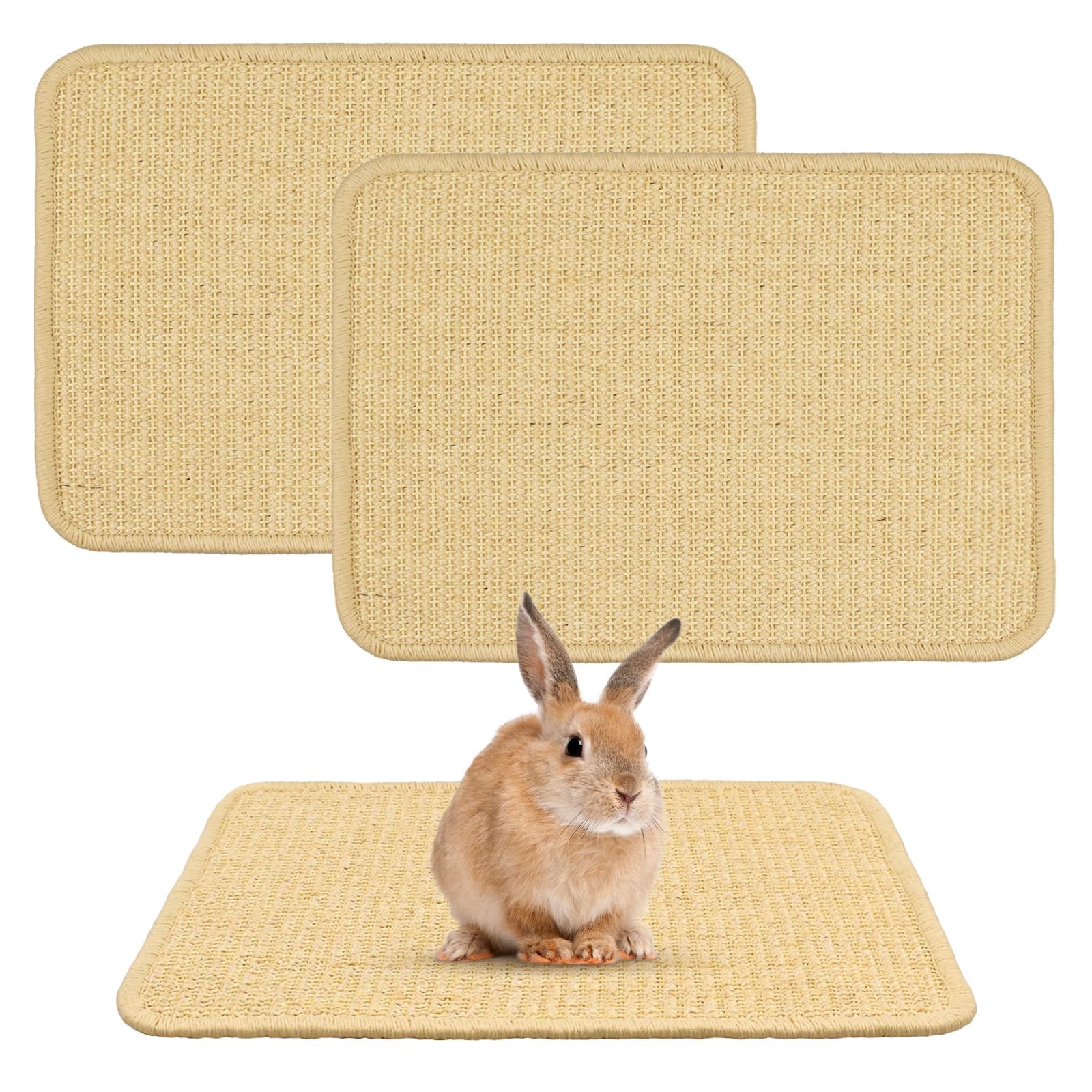 Aifong 2 Pcs Rabbit Scratch Mat 16″x12″ Natural 16″x12″, As pictures shown