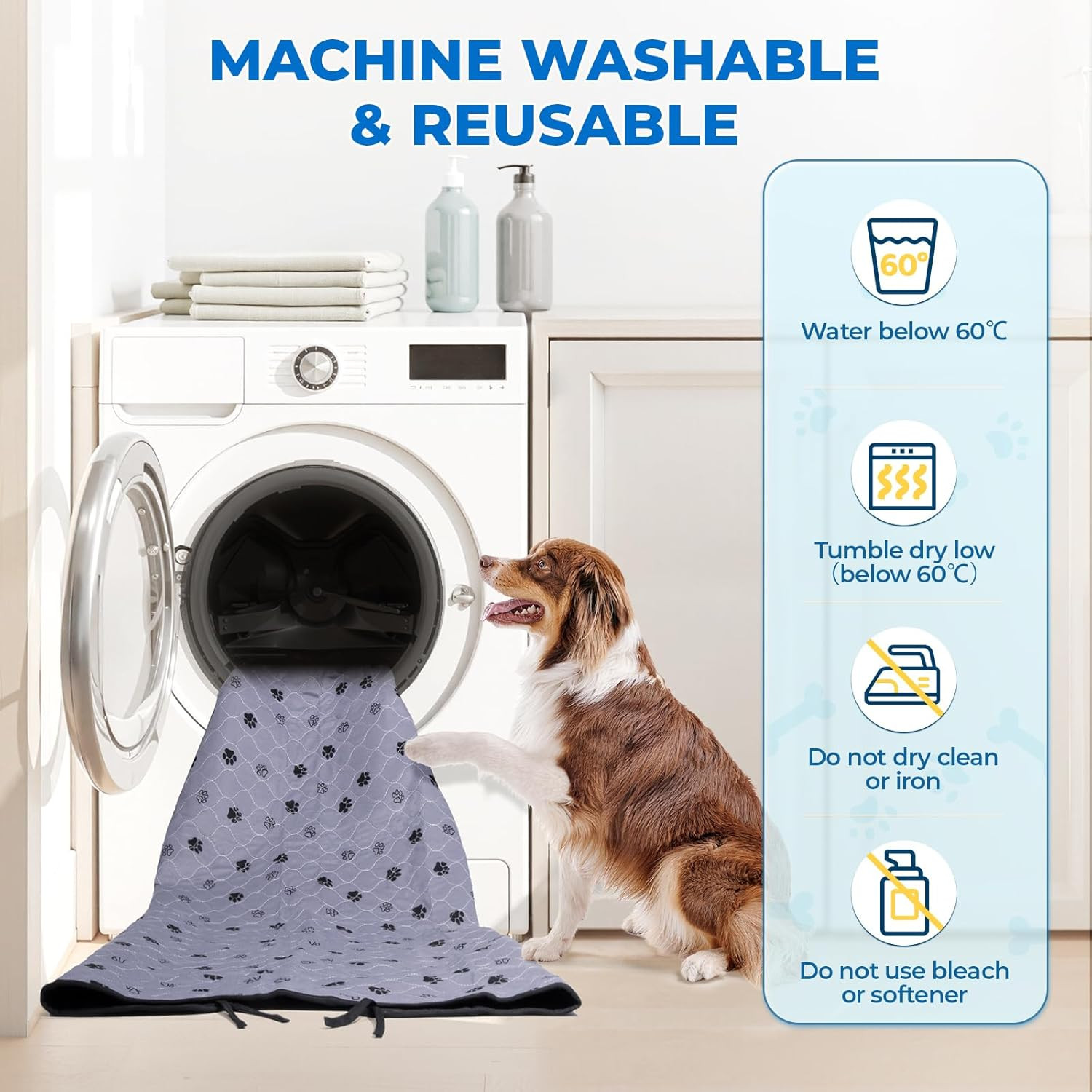 Washable Dog Pee Pads Extra Large 72”X80” Instant Absorb Training Pads, Non-Sl
