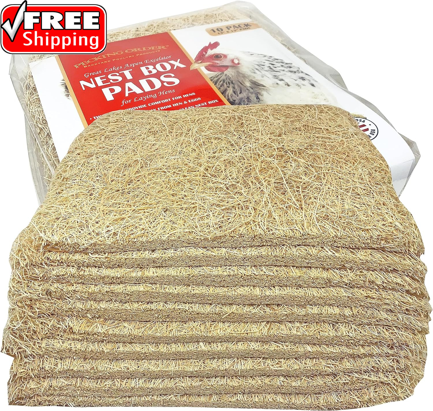 Nest Box Pads for Chicken Nesting Boxes – 13 X 13 Pads Made in USA from Sustaina