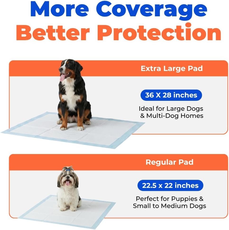 Extra Large Dog Training Puppy Pee Pads – Blue, 40 Count | 36×28″ Potty Pads,…