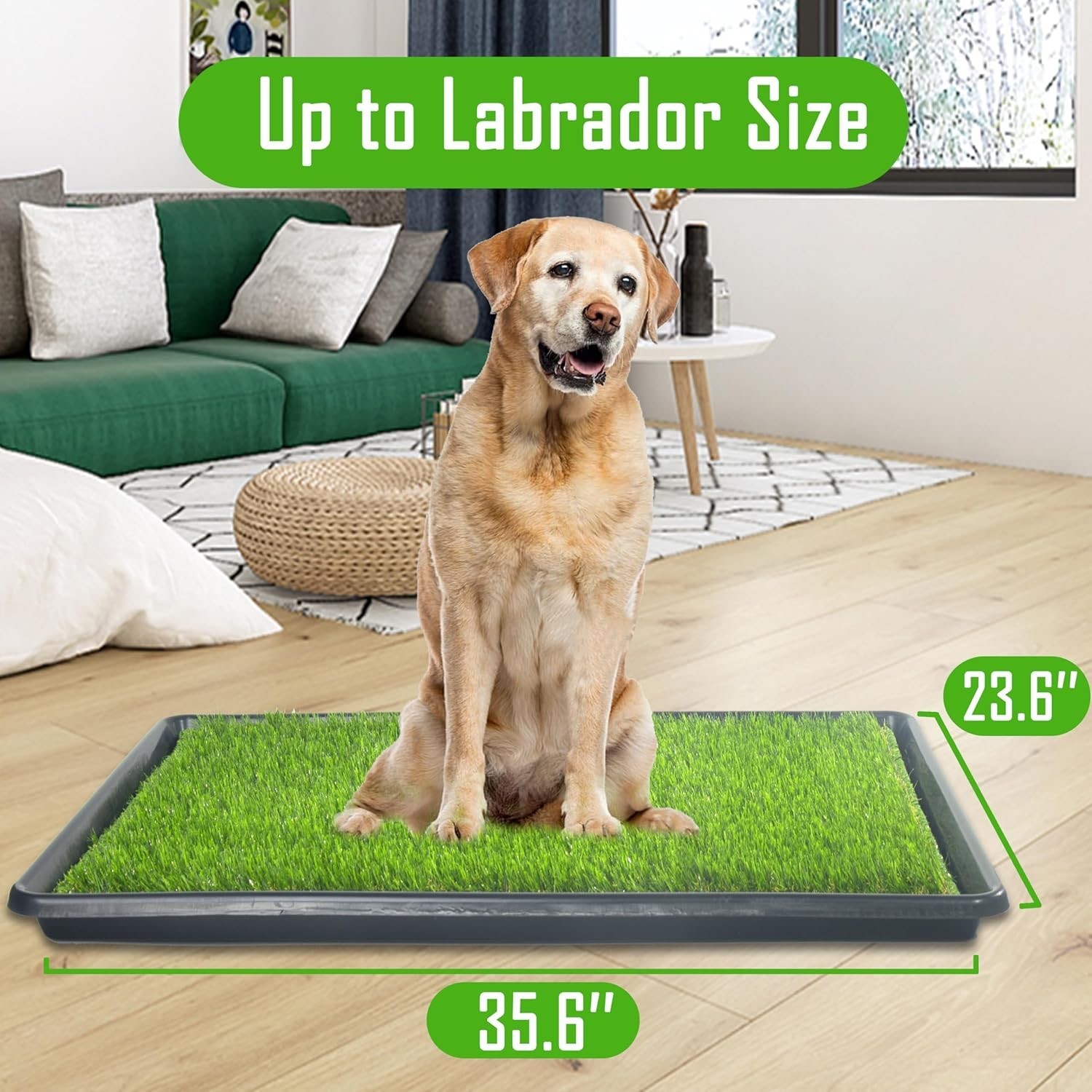 35″x23″ Artificial Grass Pet Potty Reusable Training Pad w/No Leak Tray