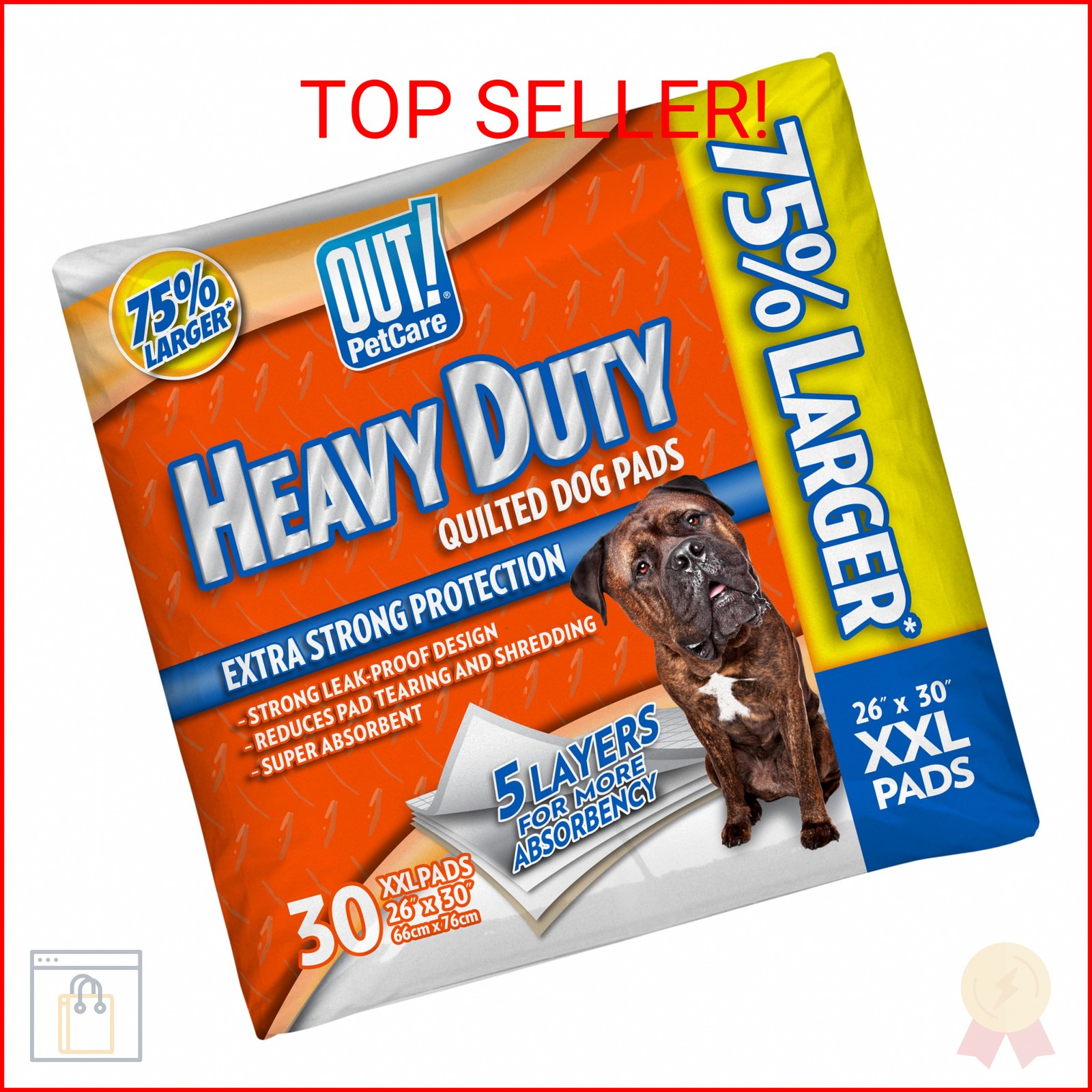 OUT! Petcare Puppy Pads XXL, Heavy Duty, Leak Proof Pee Pads for Dogs, Potty Tra